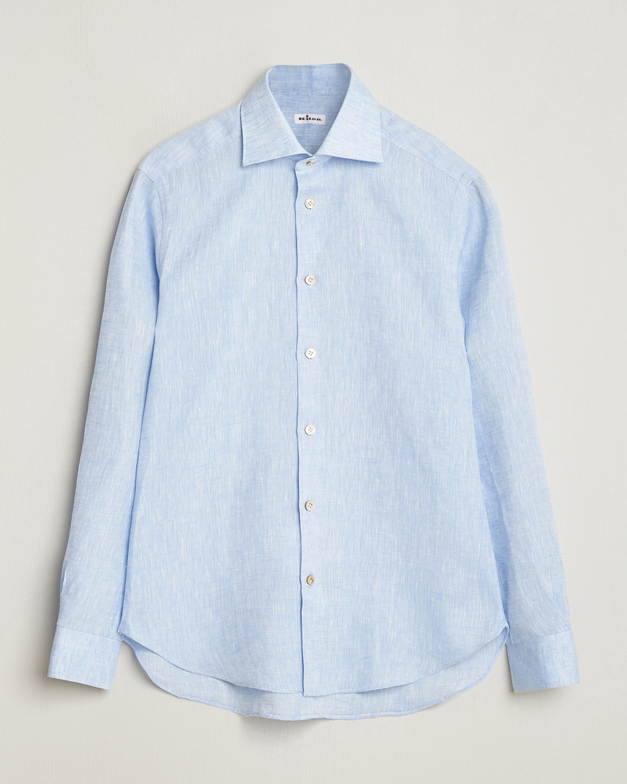 Heren | Overhemden | Kiton | Linen Sport Shirt Light Blue