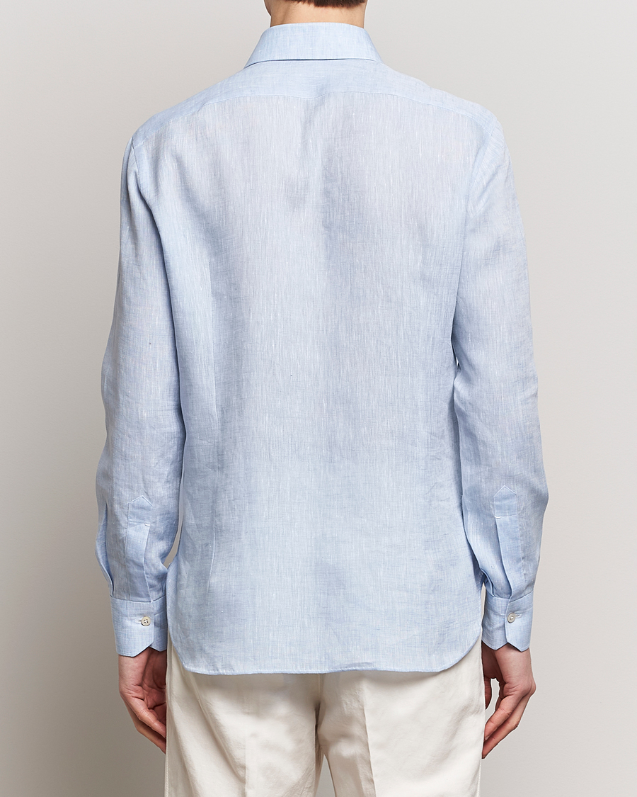 Heren | Overhemden | Kiton | Linen Sport Shirt Light Blue