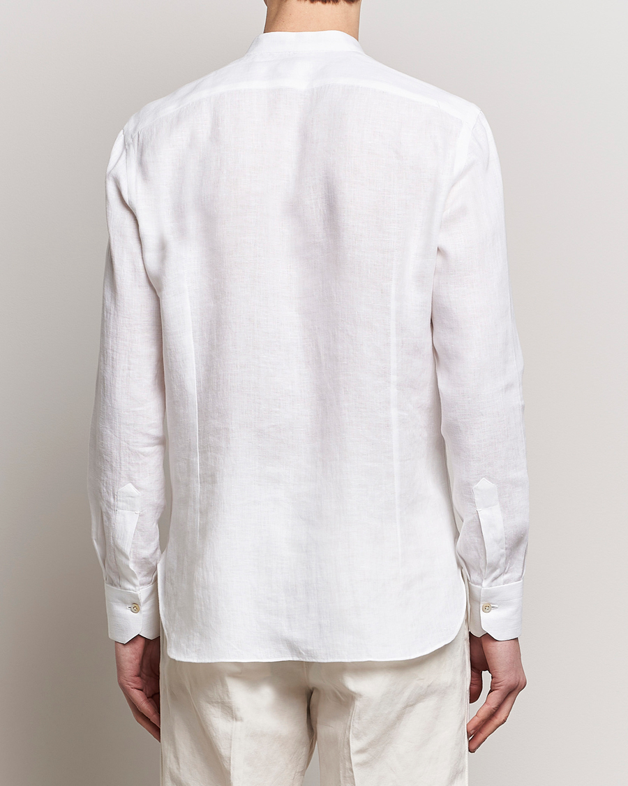 Heren | Overhemden | Kiton | Linen Guru Collar Shirt White