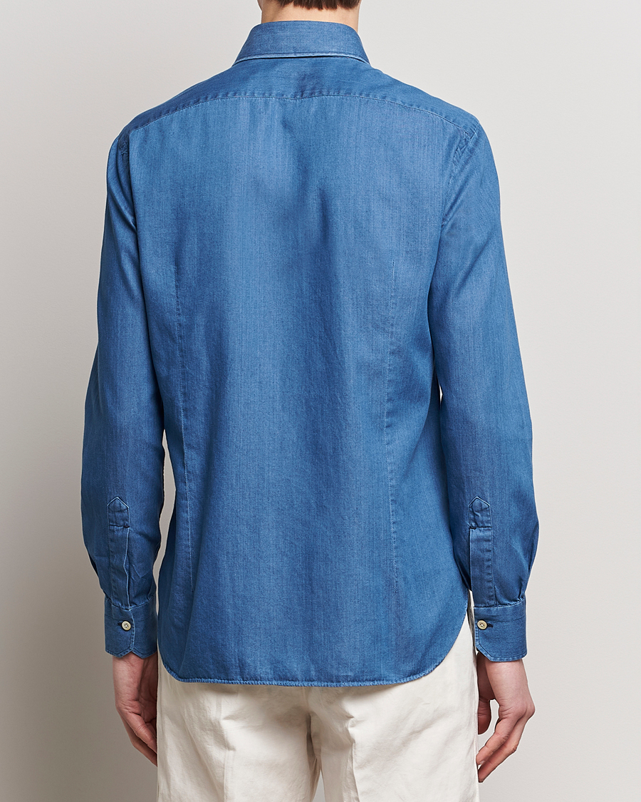 Heren | Overhemden | Kiton | Slim Fit Denim Shirt Light Indigo
