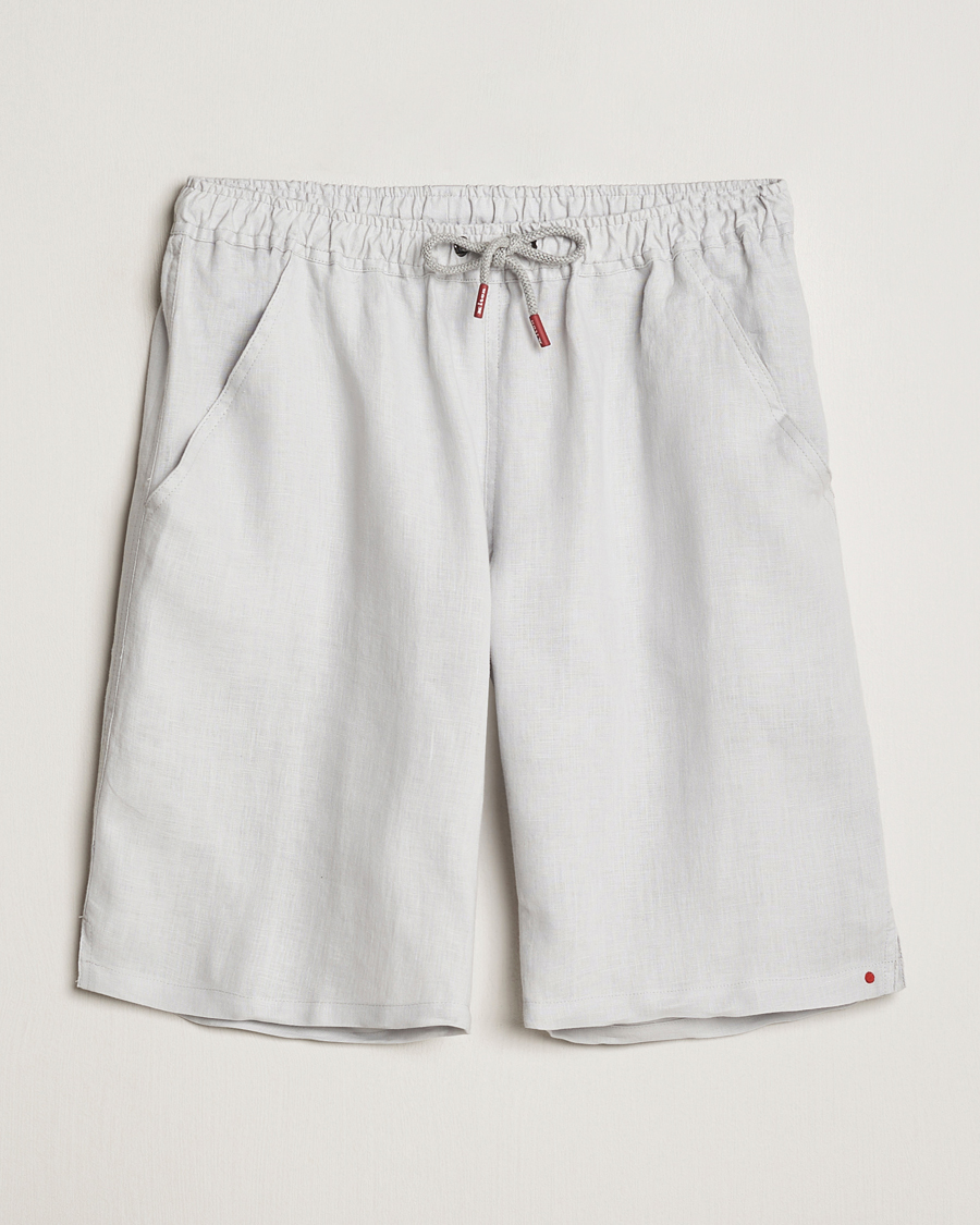 Heren | Korte broek | Kiton | Linen Drawstring Shorts Light Grey