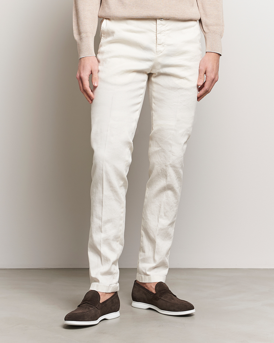 Heren | Quiet Luxury | Kiton | Linen Trousers Light Beige