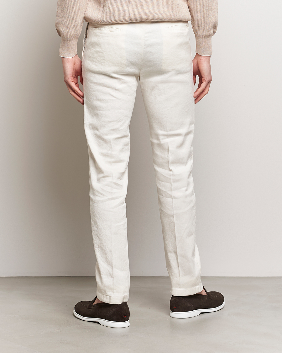 Heren | Broeken | Kiton | Linen Trousers Light Beige