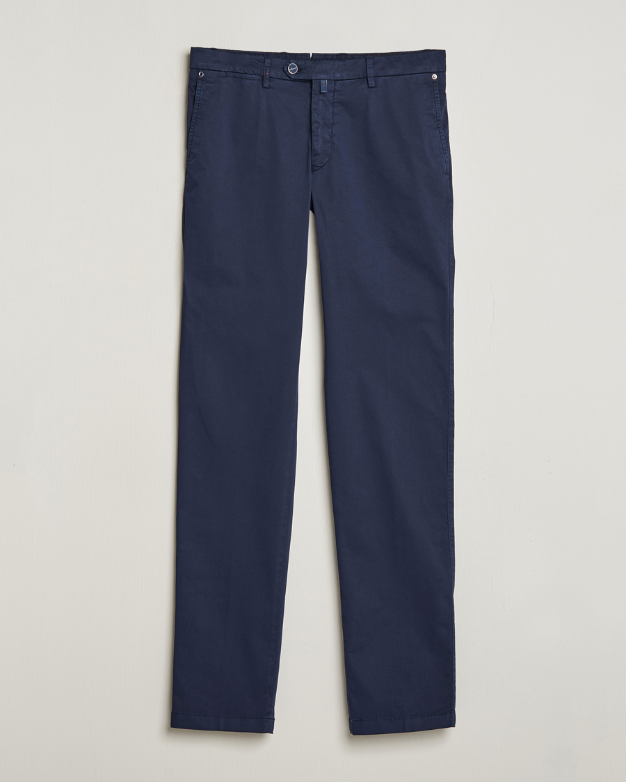 Heren | Broeken | Kiton | Slim Fit Cotton Chinos Navy