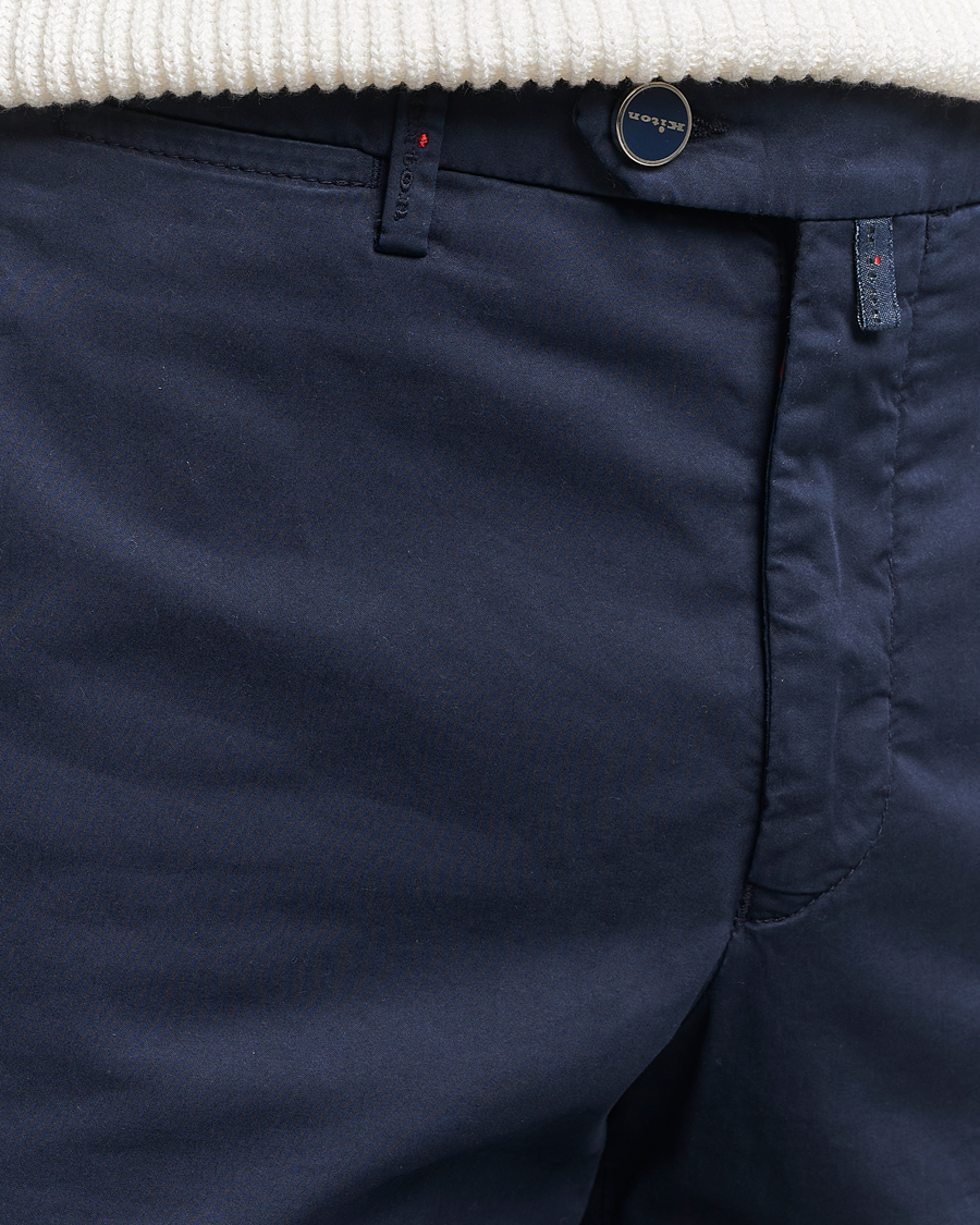 Heren | Broeken | Kiton | Slim Fit Cotton Chinos Navy