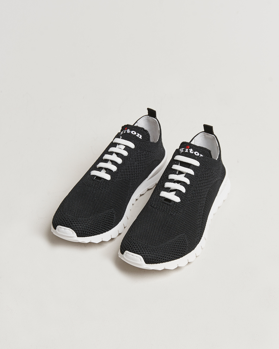 Heren | Zwarte sneakers | Kiton | Mesh Running Sneakers Black