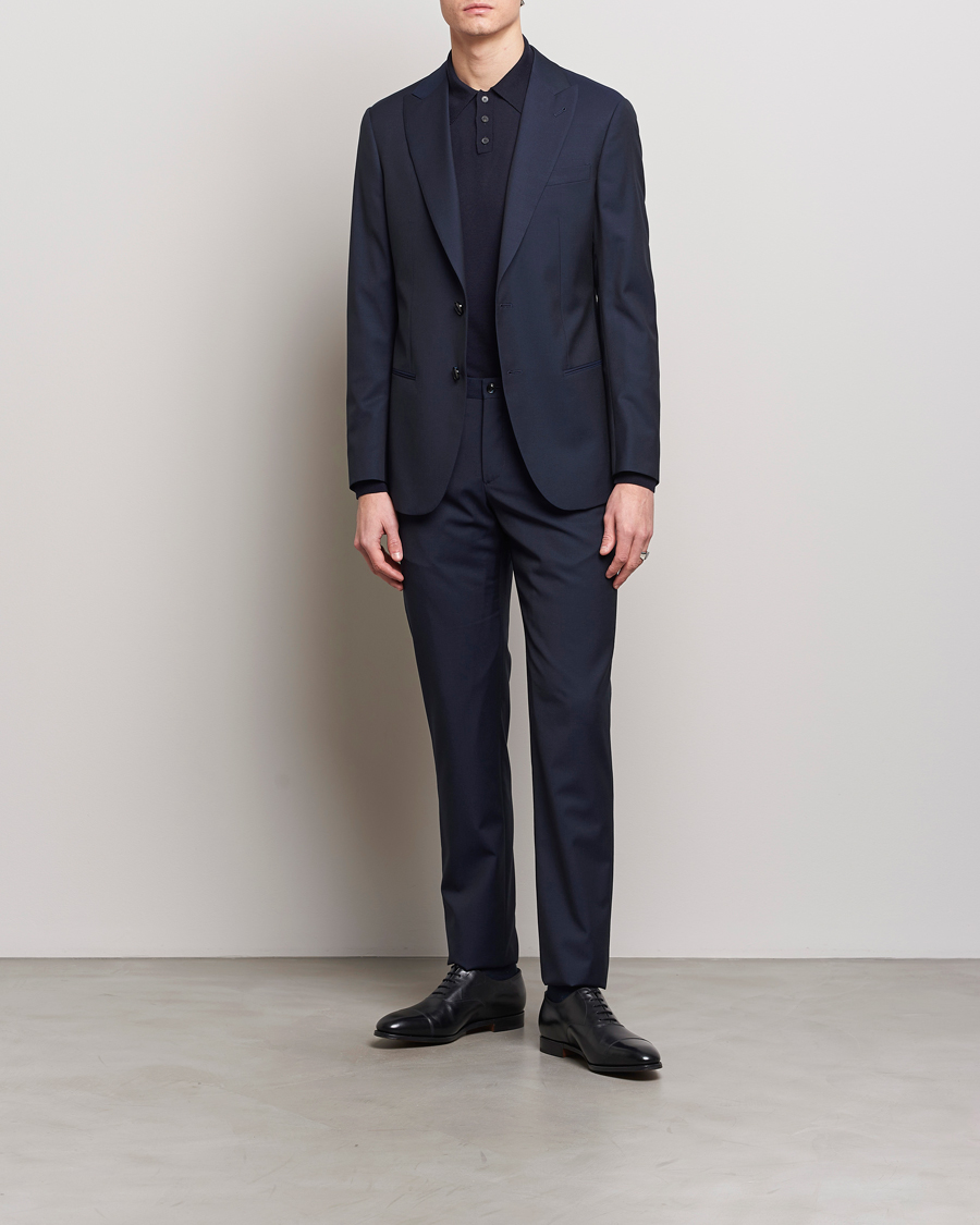 Heren | Tweedelige pakken | Giorgio Armani | Slim Fit Peak Lapel Wool Suit Navy