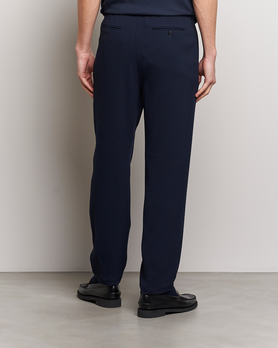 Heren | Broeken | Giorgio Armani | Pleated Rib Wool Trousers Navy