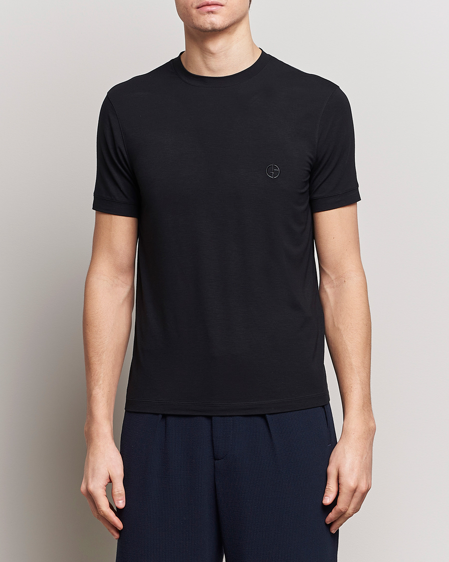 Heren | Giorgio Armani | Giorgio Armani | Embroidered Logo T-Shirt Black