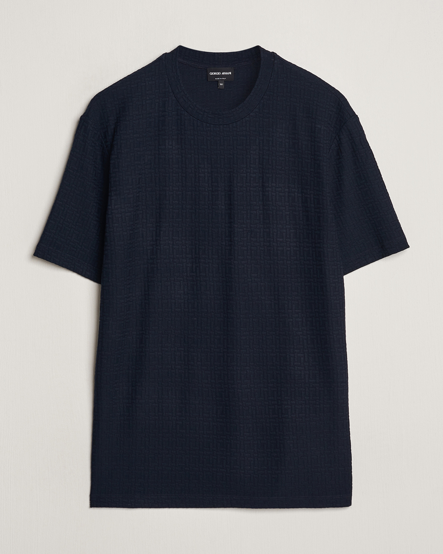 Heren | T-shirts | Giorgio Armani | Short Sleeve Cashmere Stretch T-Shirt Navy