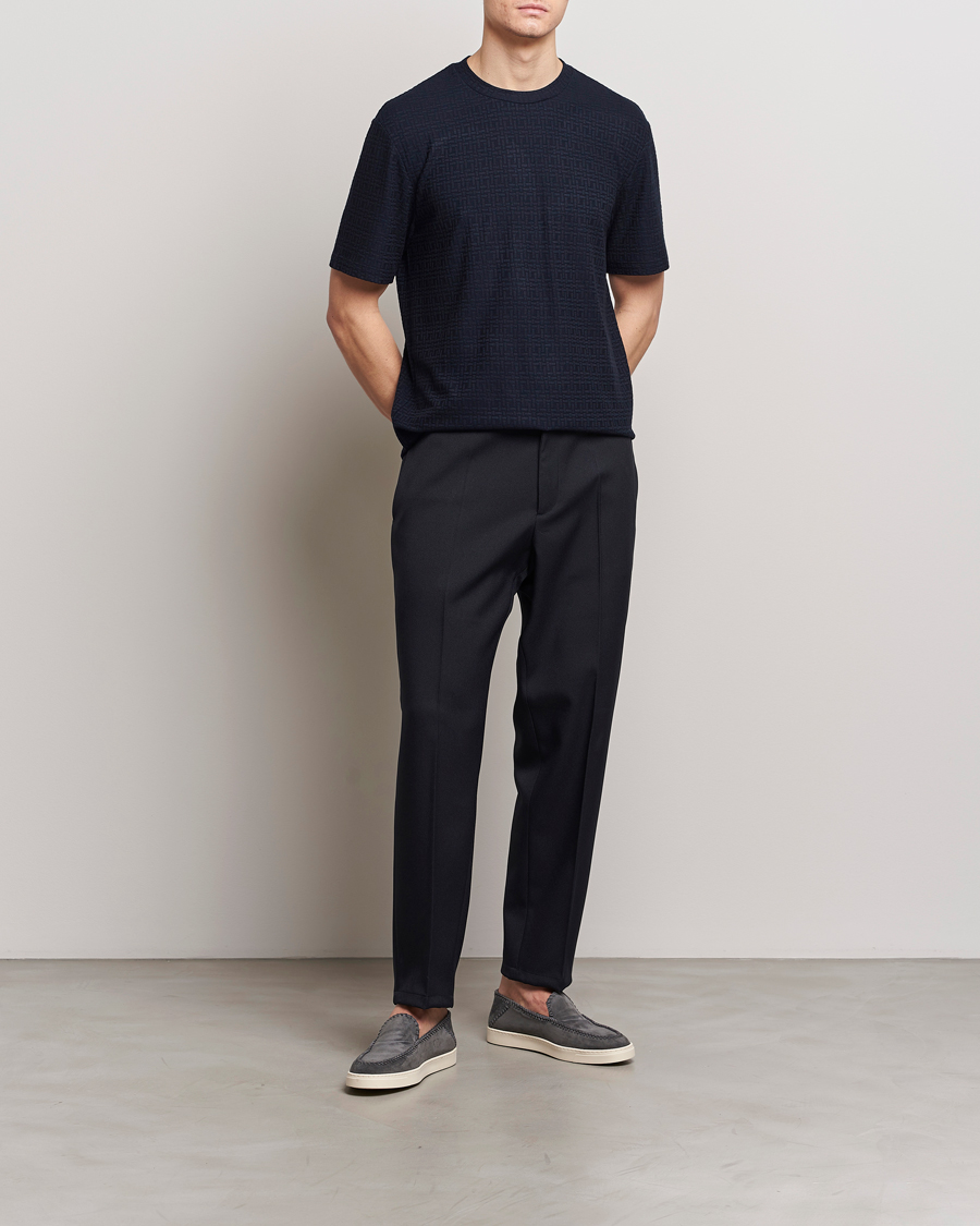 Heren | T-shirts | Giorgio Armani | Short Sleeve Cashmere Stretch T-Shirt Navy