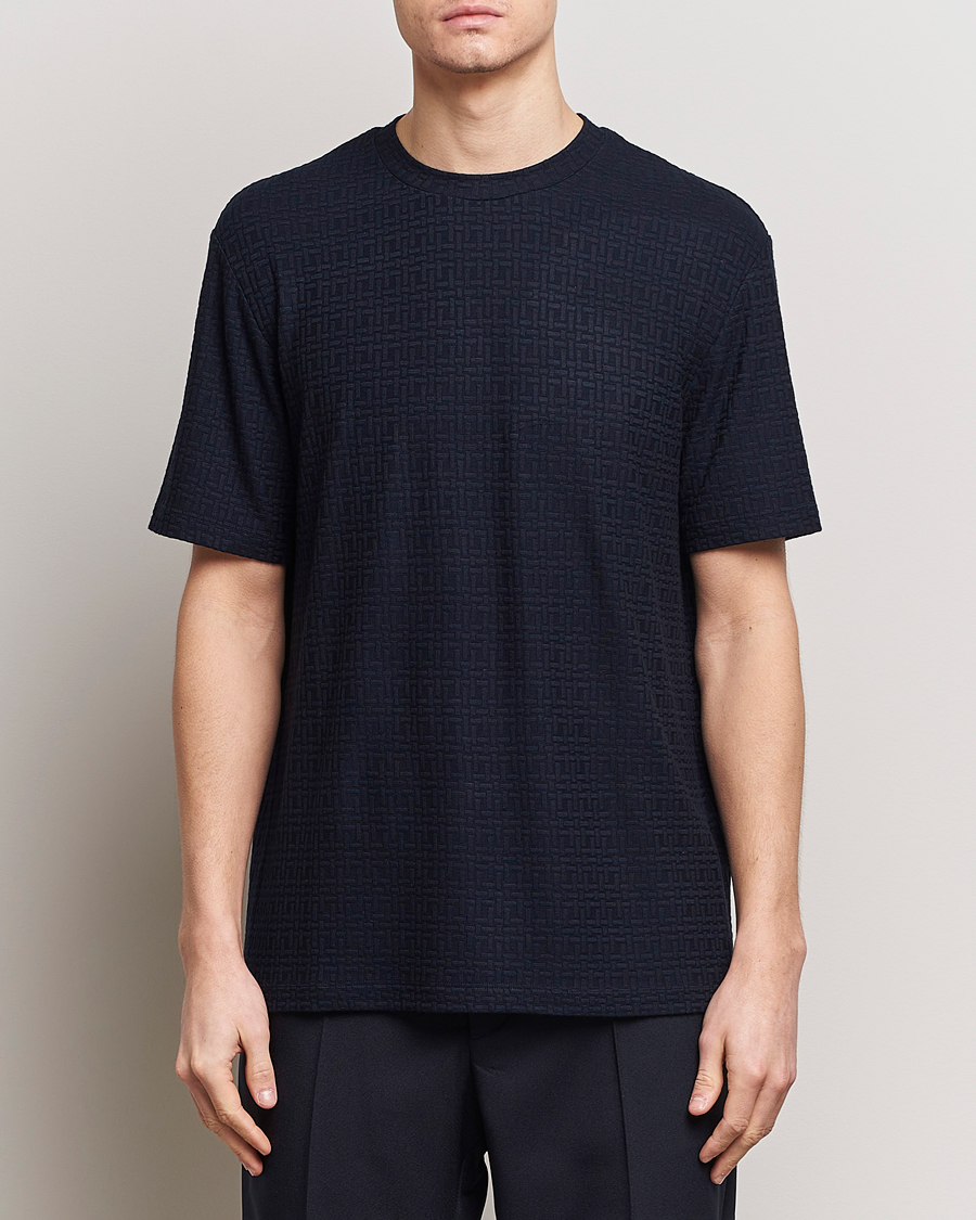 Heren | T-shirts | Giorgio Armani | Short Sleeve Cashmere Stretch T-Shirt Navy