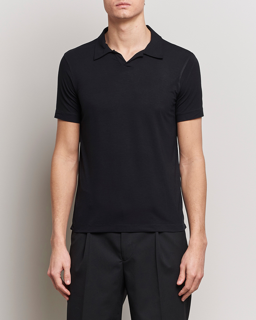 Heren | Italian Department | Giorgio Armani | Short Sleeve Stretch Polo Black