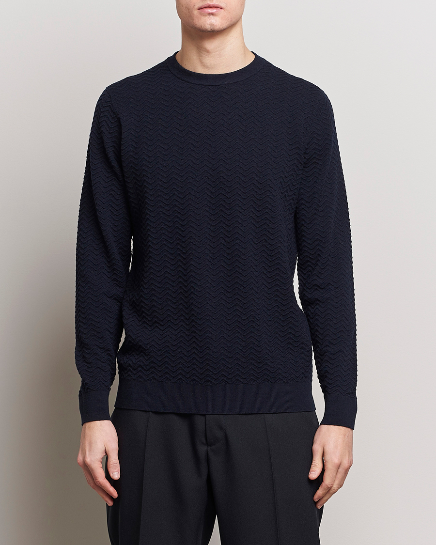 Heren | Italian Department | Giorgio Armani | Wool Chevron Pullover Navy