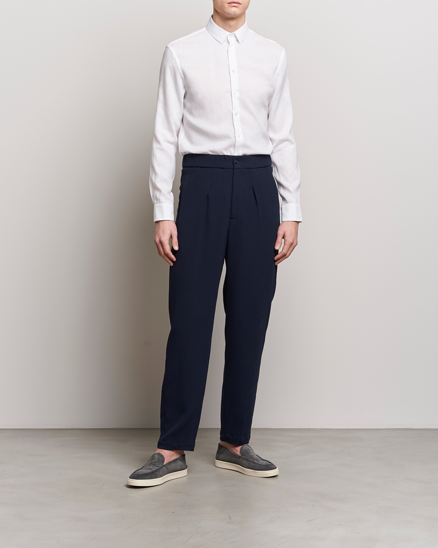 Heren | Overhemden | Giorgio Armani | Slim Fit Linen Shirt White