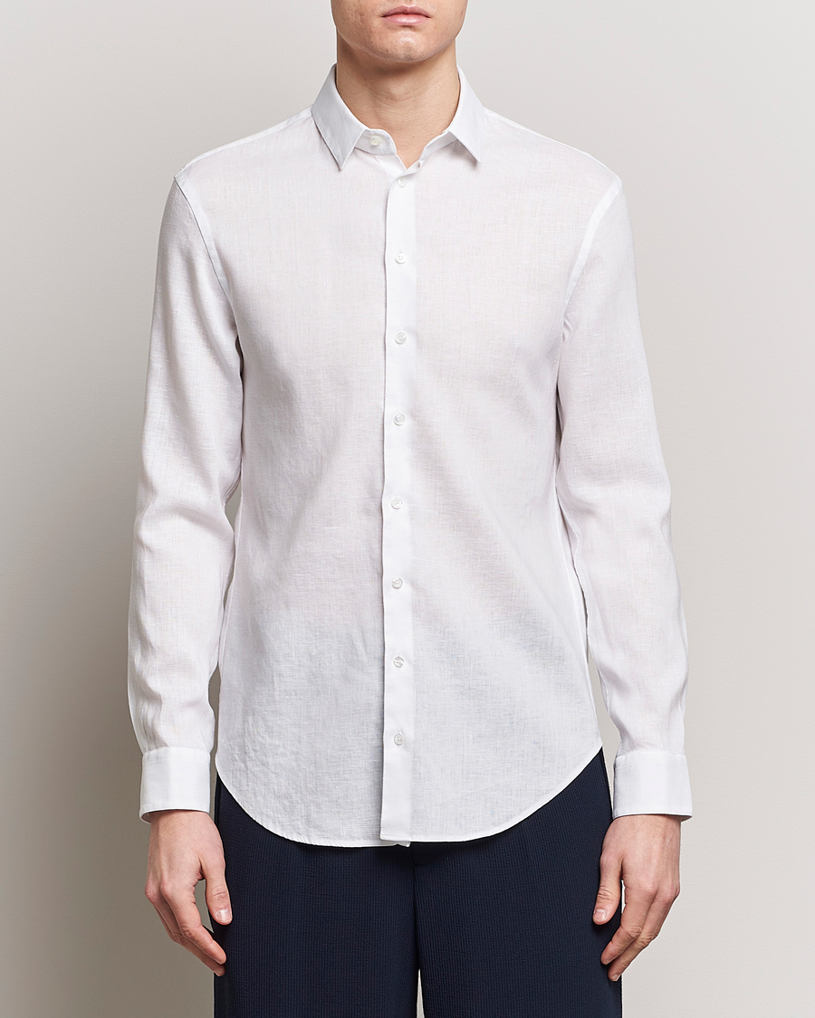 Heren | Italian Department | Giorgio Armani | Slim Fit Linen Shirt White