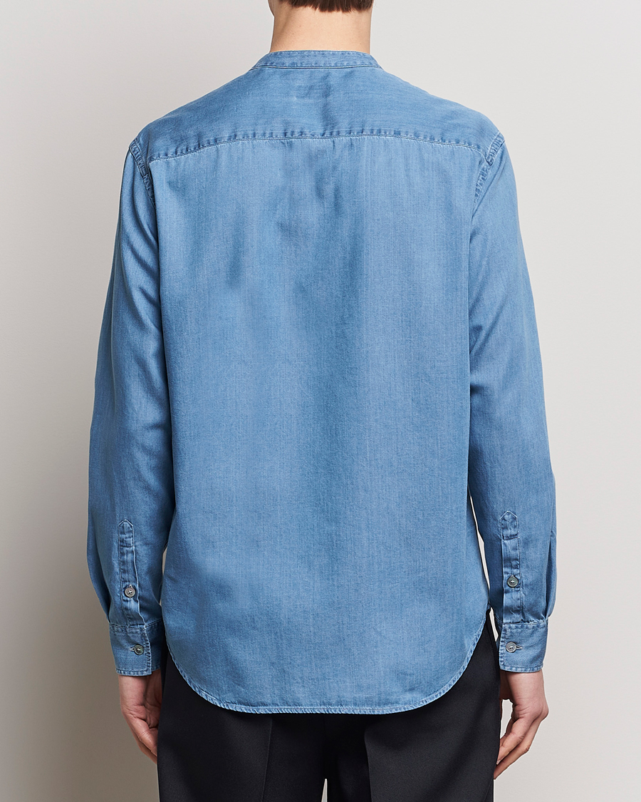 Heren | Overhemden | Giorgio Armani | Slim Fit Denim Guru Collar Shirt Light Indigo