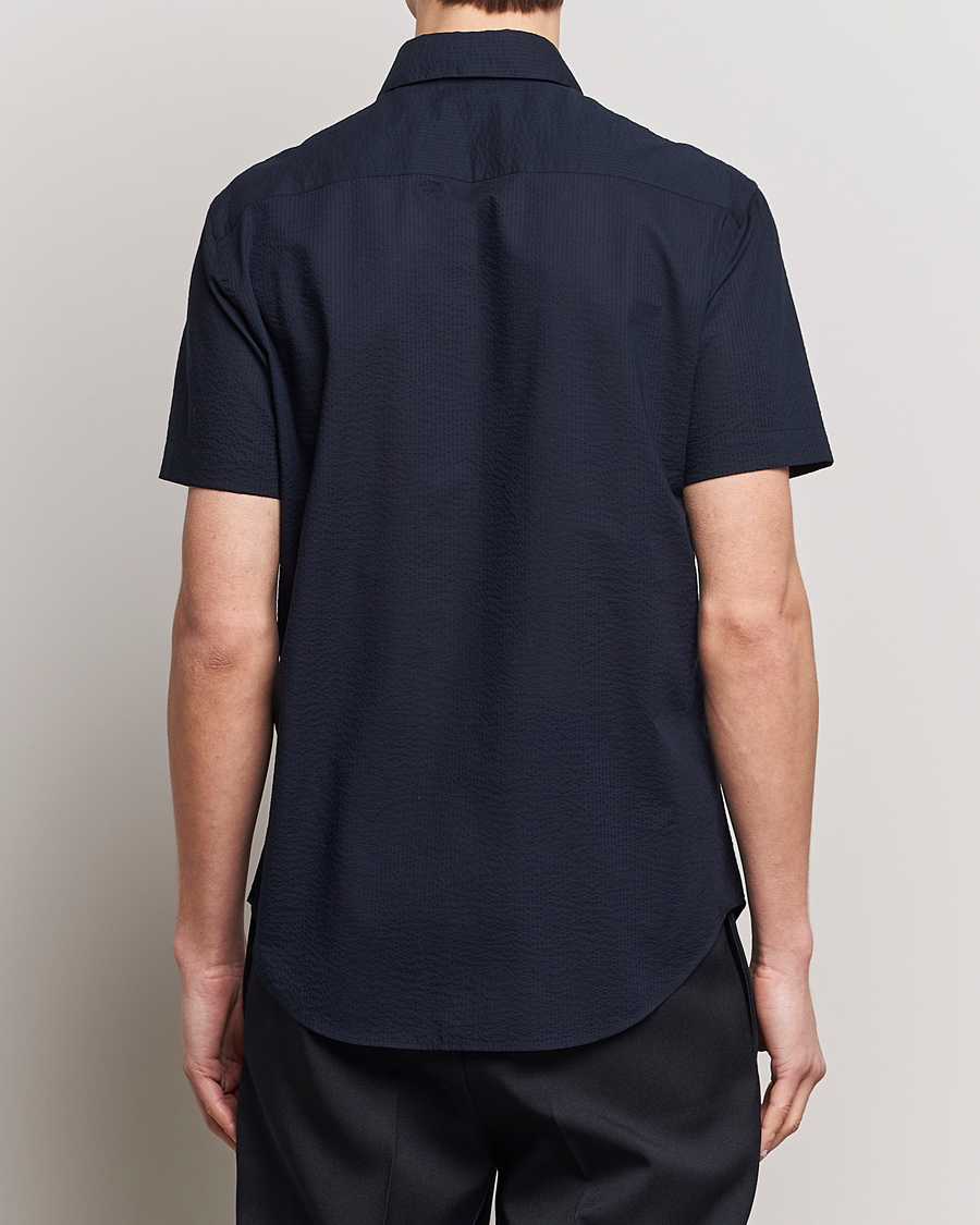 Heren | Overhemden | Giorgio Armani | Short Sleeve Seersucker Shirt Navy
