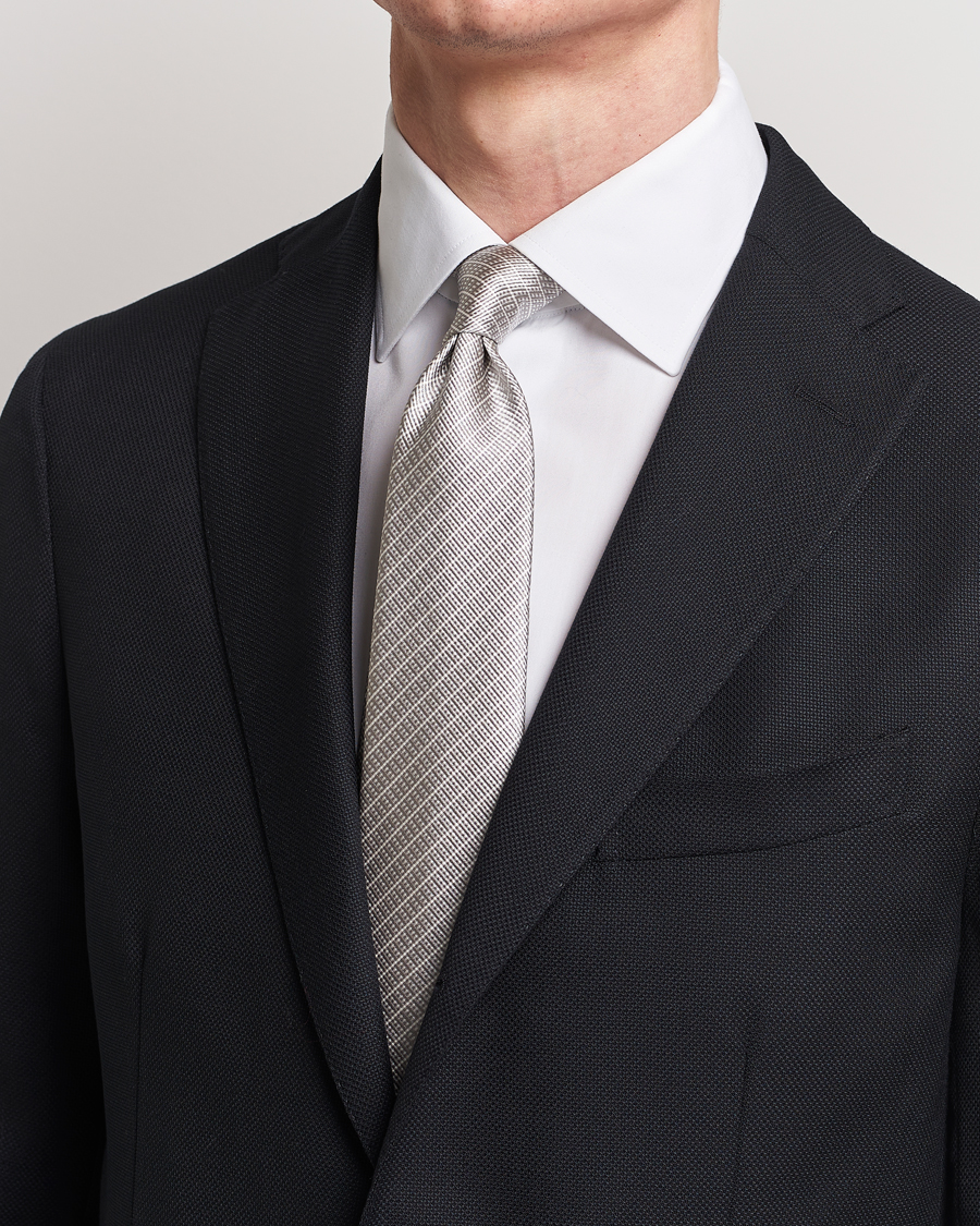 Heren | Giorgio Armani | Giorgio Armani | Jacquard Silk Tie Light Grey
