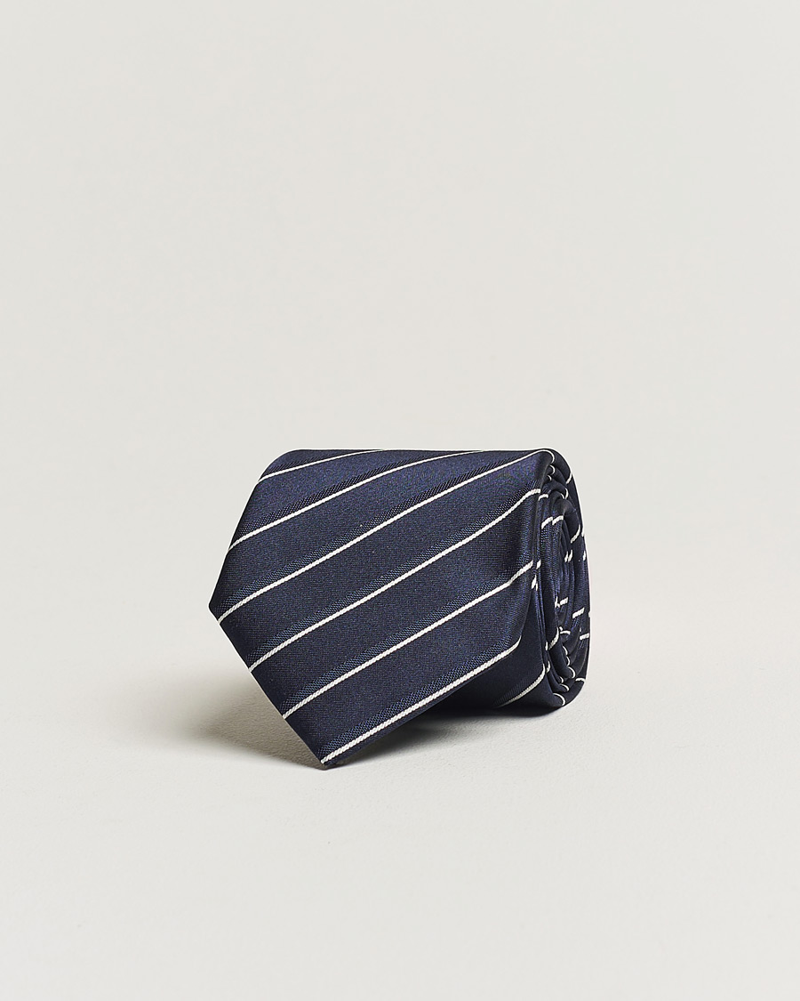 Heren | Giorgio Armani Regimental Stripe Silk Tie Navy | Giorgio Armani | Regimental Stripe Silk Tie Navy