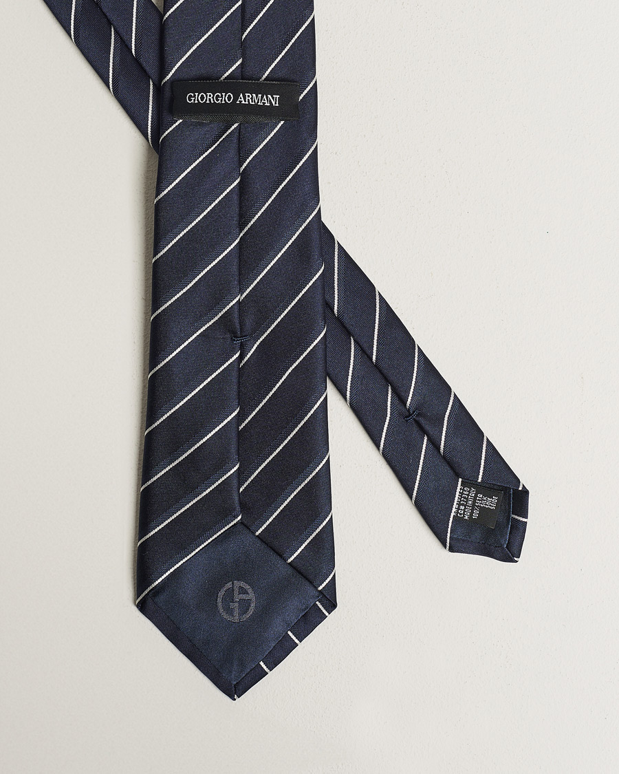 Heren | Giorgio Armani Regimental Stripe Silk Tie Navy | Giorgio Armani | Regimental Stripe Silk Tie Navy