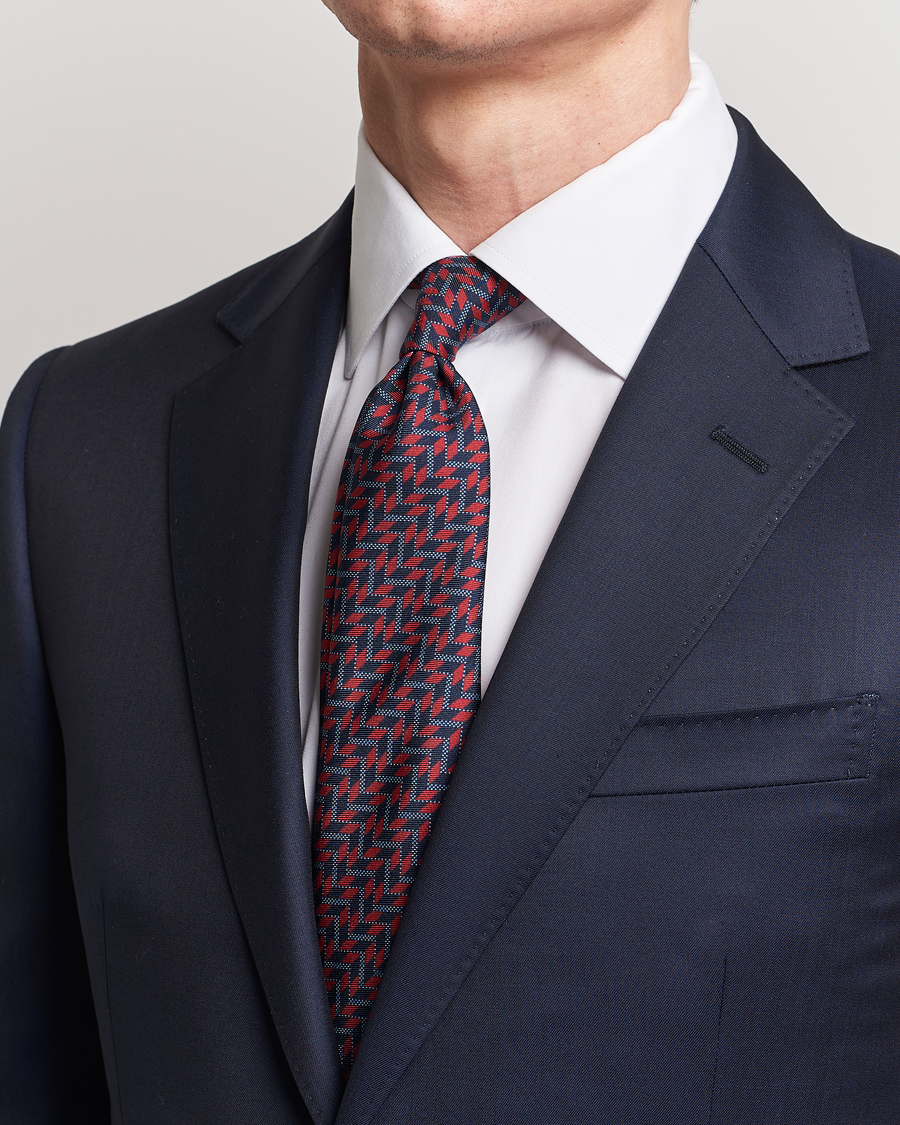 Heren | Giorgio Armani Printed Silk Tie Navy/Red | Giorgio Armani | Printed Silk Tie Navy/Red