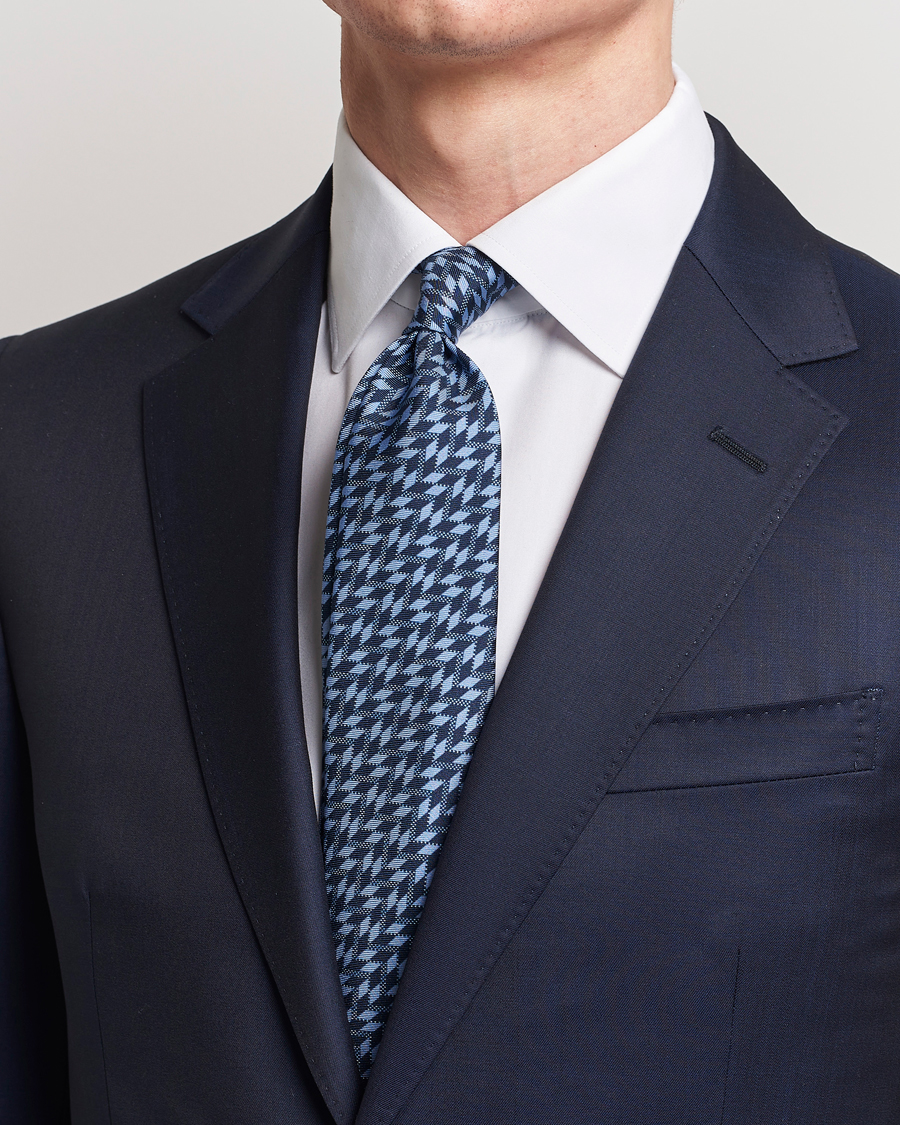 Heren |  | Giorgio Armani | Printed Silk Tie  Navy Blue