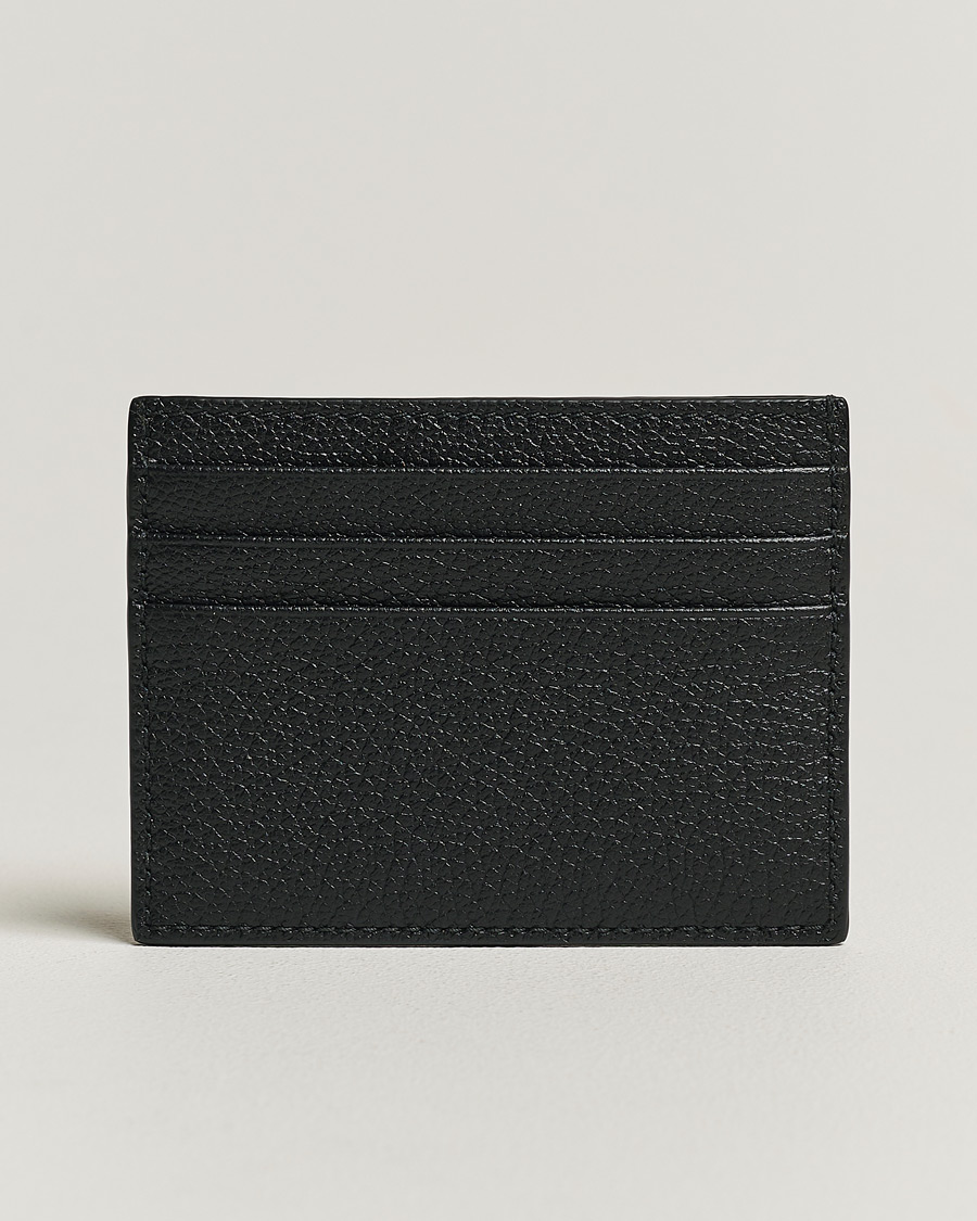 Heren | Giorgio Armani Grain Leather Card Holder Black Calf | Giorgio Armani | Grain Leather Card Holder Black Calf