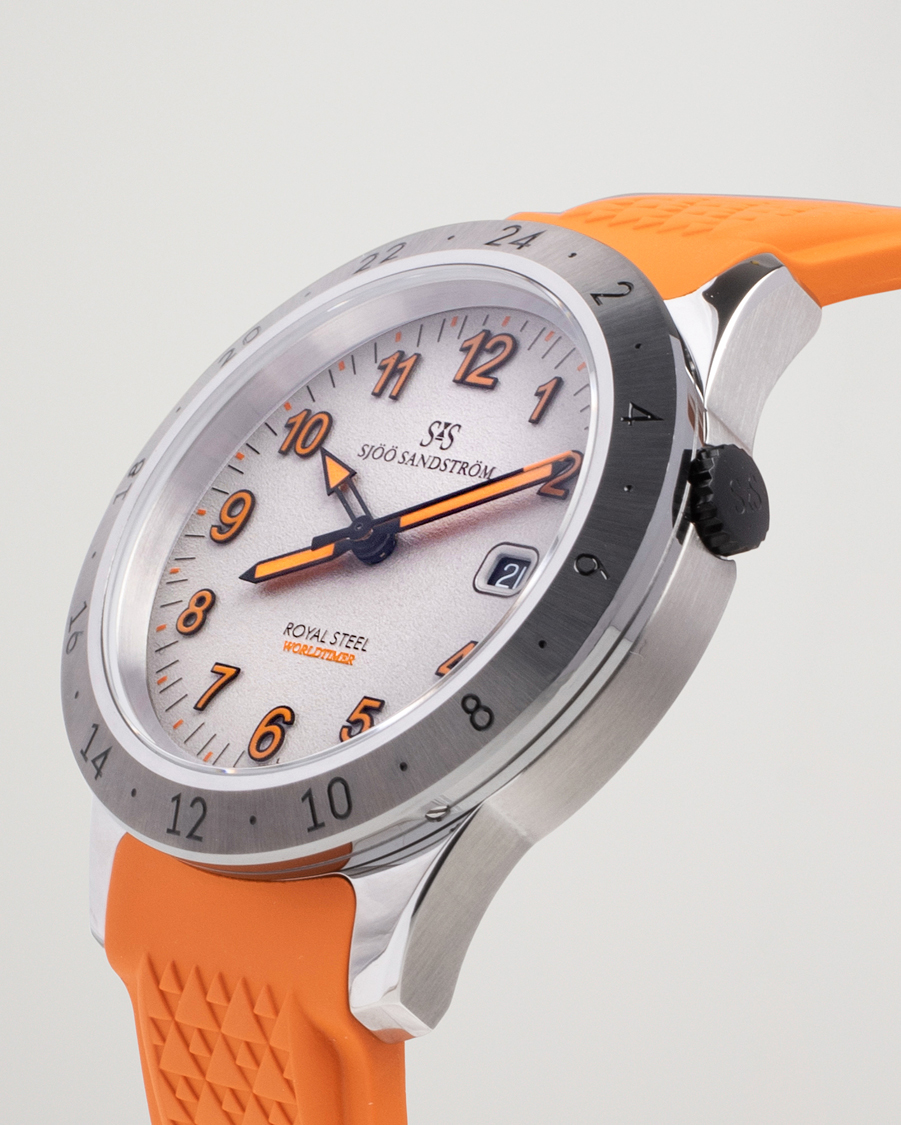 Heren | Sjöö Sandström Royal Steel Worldtimer 41mm Annual Edition Orange | Sjöö Sandström | Royal Steel Worldtimer 41mm Annual Edition Orange