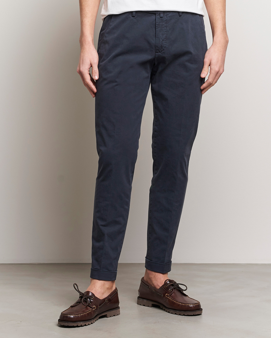 Heren | Broeken | Briglia 1949 | Slim Fit Cotton Stretch Chinos Navy