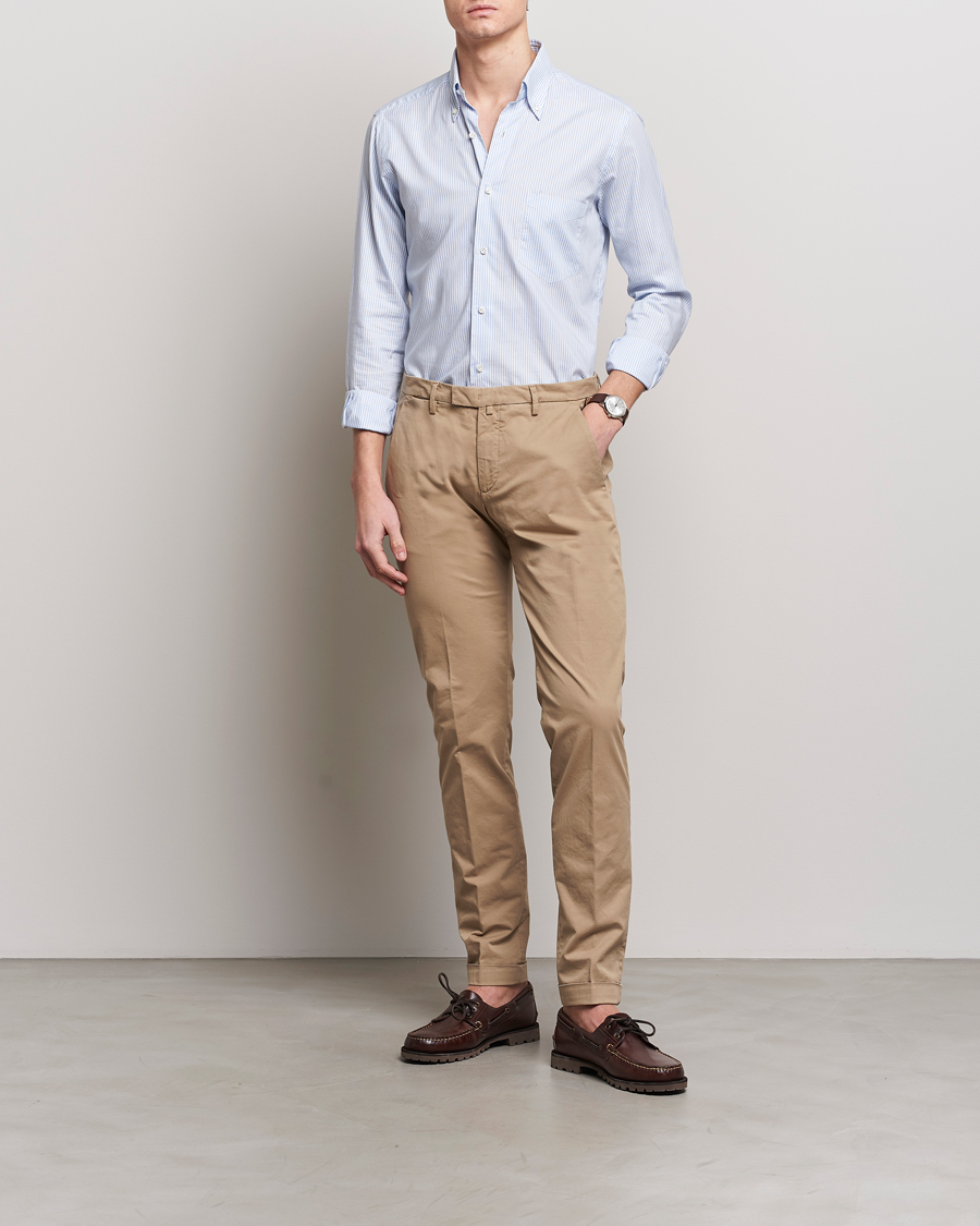 Heren | Broeken | Briglia 1949 | Slim Fit Cotton Stretch Chinos Taupe