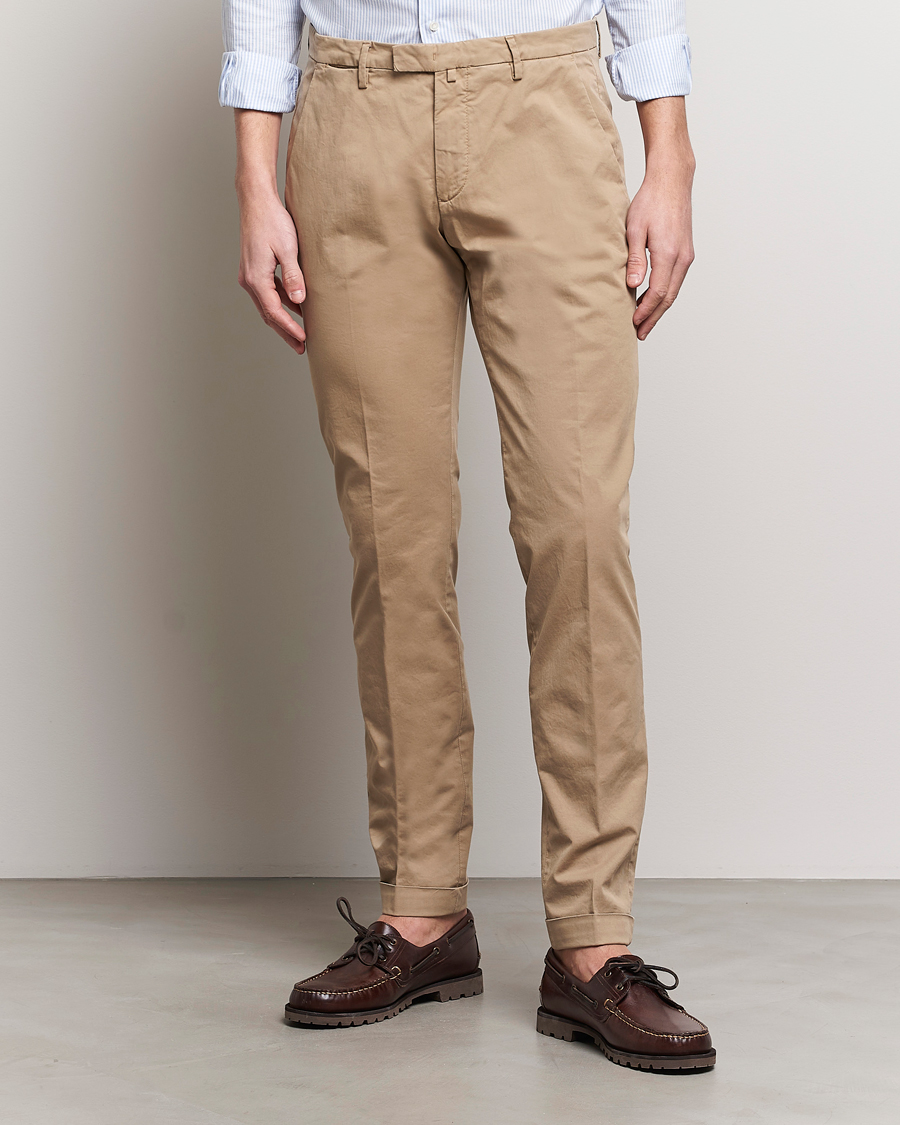 Heren | Chino's | Briglia 1949 | Slim Fit Cotton Stretch Chinos Taupe