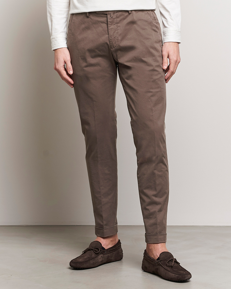 Heren | Italian Department | Briglia 1949 | Slim Fit Cotton Stretch Chinos Brown