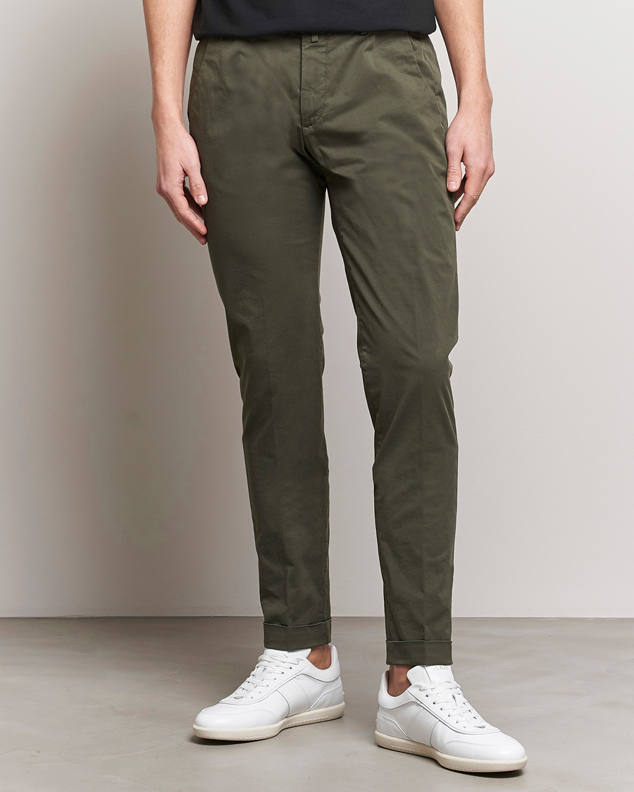 Heren | Broeken | Briglia 1949 | Slim Fit Cotton Stretch Chinos Olive