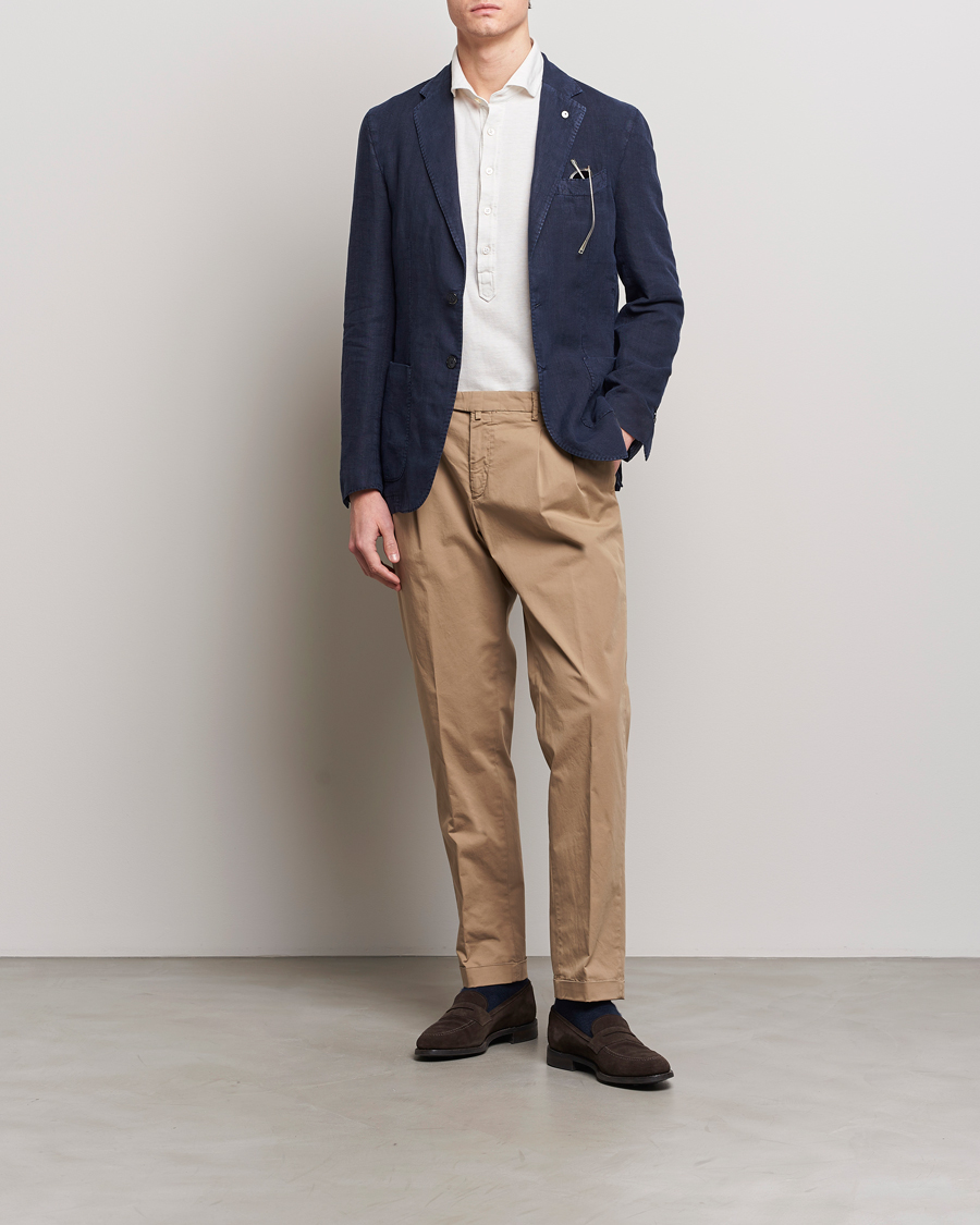 Heren | Broeken | Briglia 1949 | Easy Fit Pleated Cotton Stretch Chino Taupe