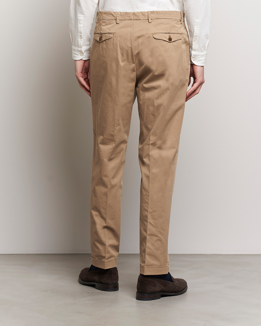 Heren | Broeken | Briglia 1949 | Easy Fit Pleated Cotton Stretch Chino Taupe
