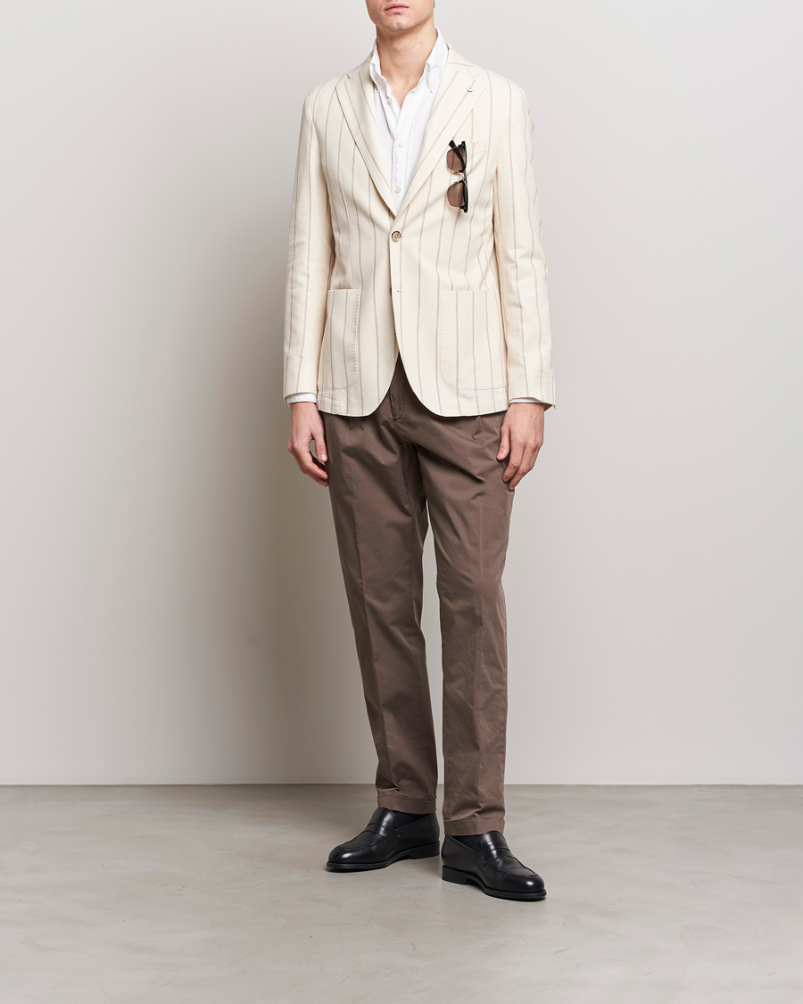 Heren | Broeken | Briglia 1949 | Easy Fit Pleated Cotton Stretch Chino Brown