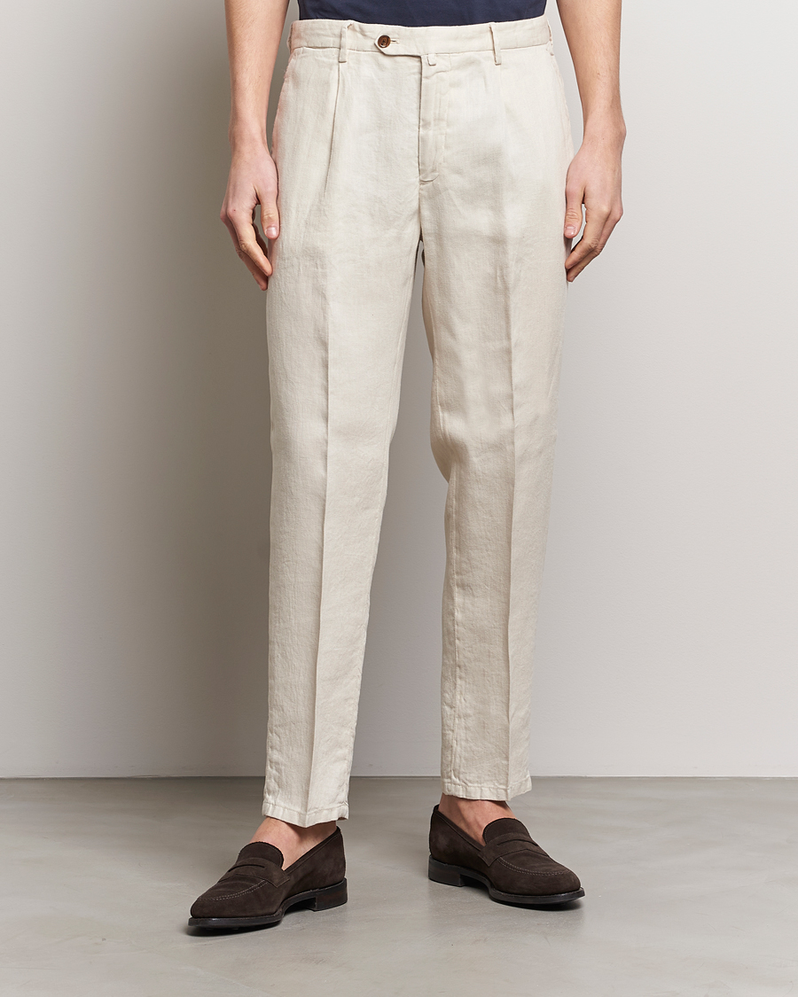 Heren | Afdelingen | Briglia 1949 | Pleated Linen Trousers Beige