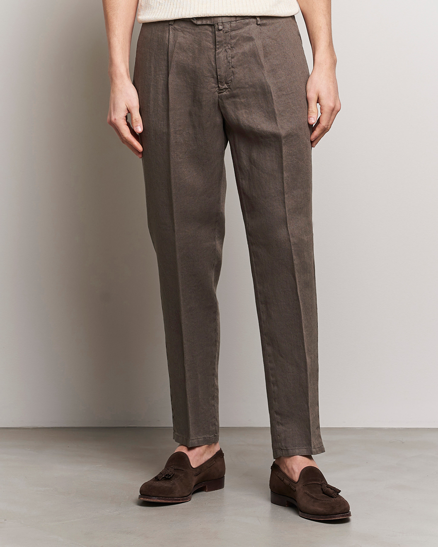 Heren | Briglia 1949 | Briglia 1949 | Pleated Linen Trousers Brown