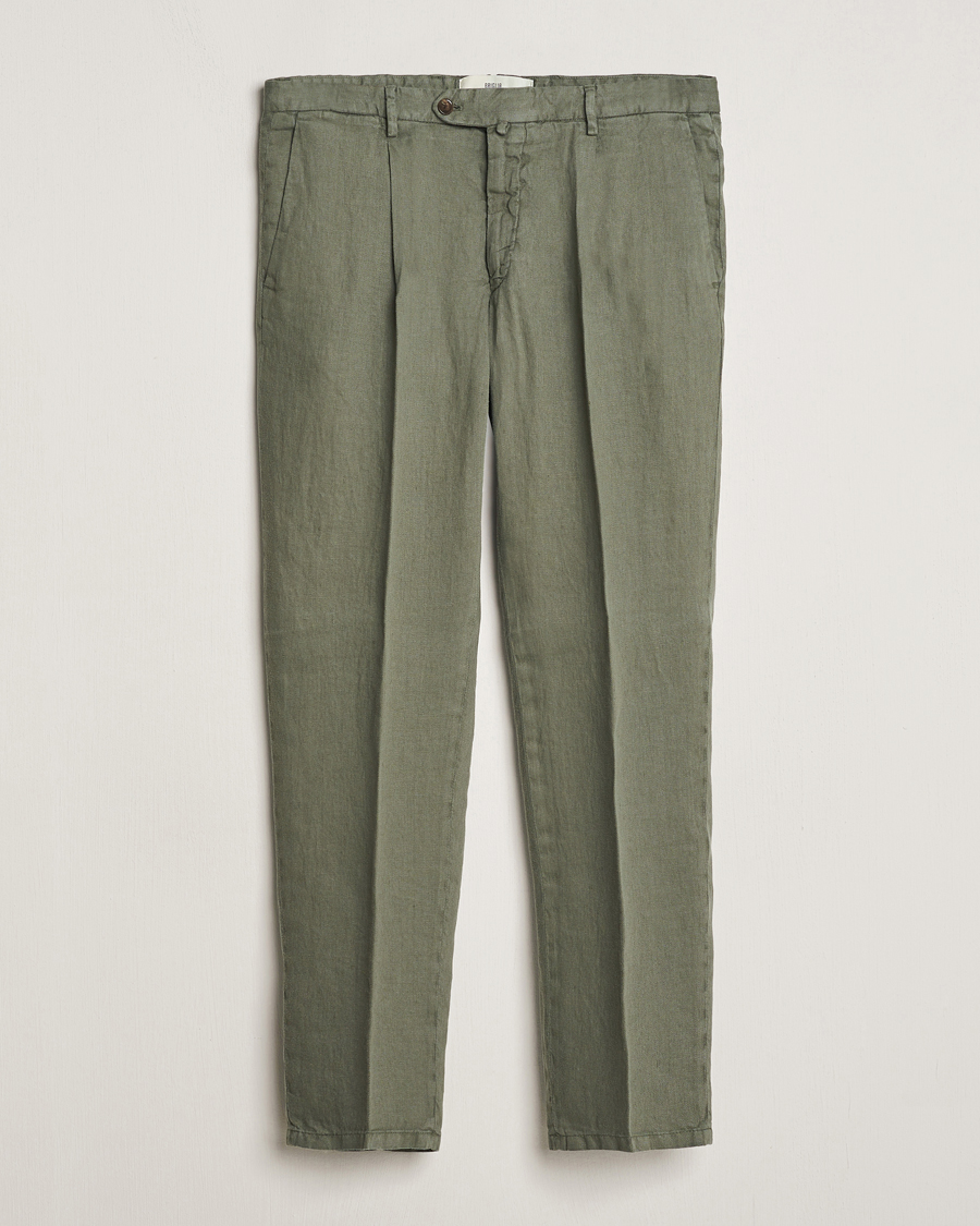 Heren | Broeken | Briglia 1949 | Pleated Linen Trousers Olive