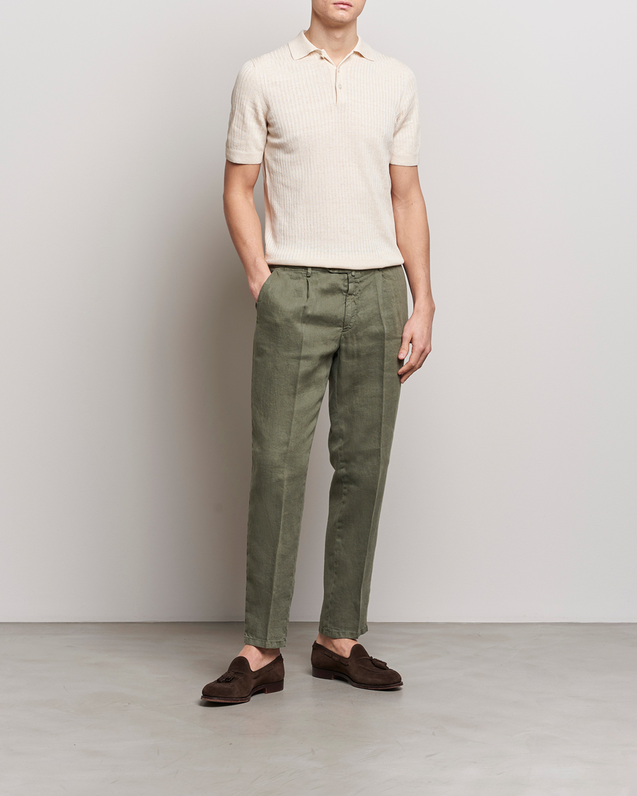 Heren | Broeken | Briglia 1949 | Pleated Linen Trousers Olive