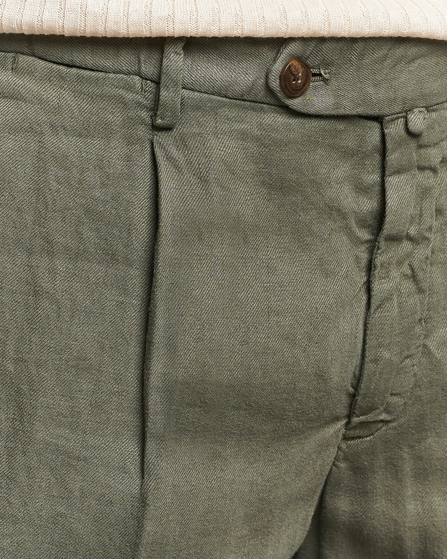 Heren | Broeken | Briglia 1949 | Pleated Linen Trousers Olive