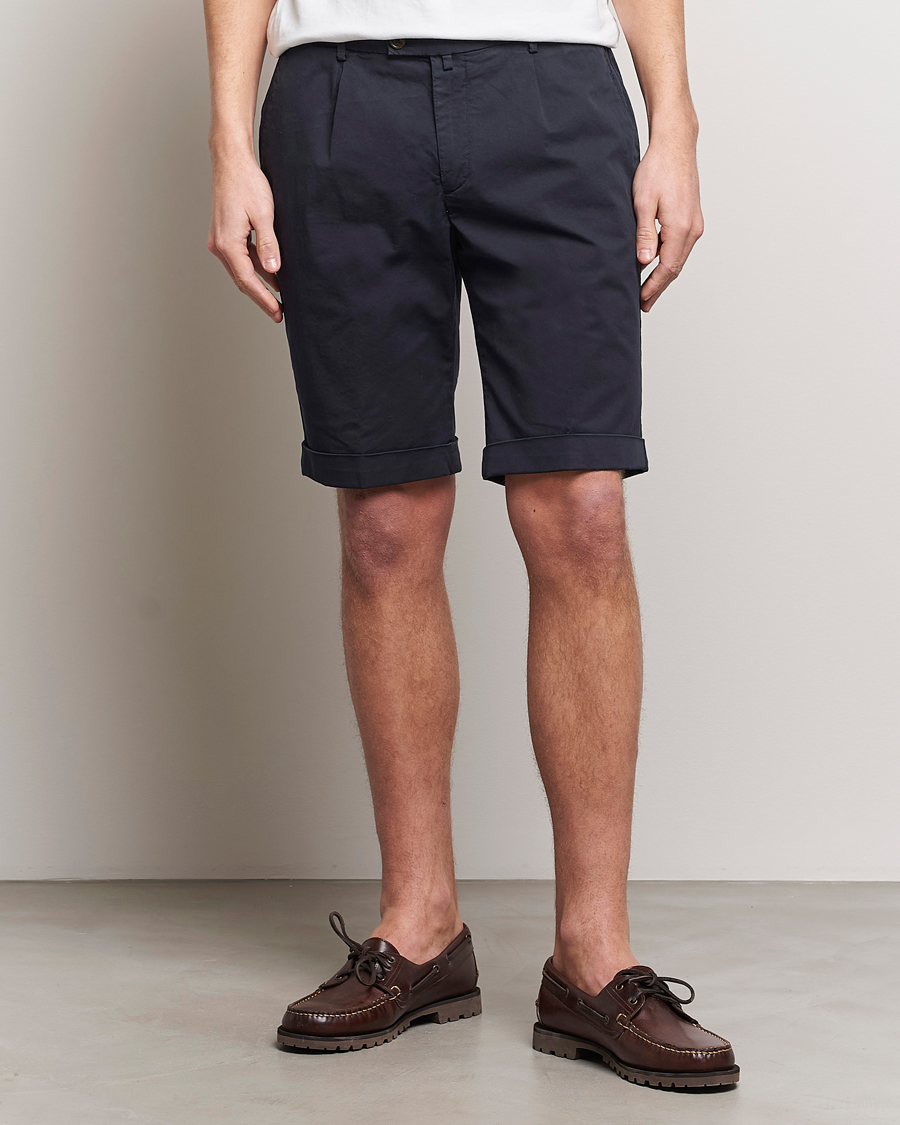 Heren | Chino-shorts | Briglia 1949 | Pleated Cotton Shorts Navy