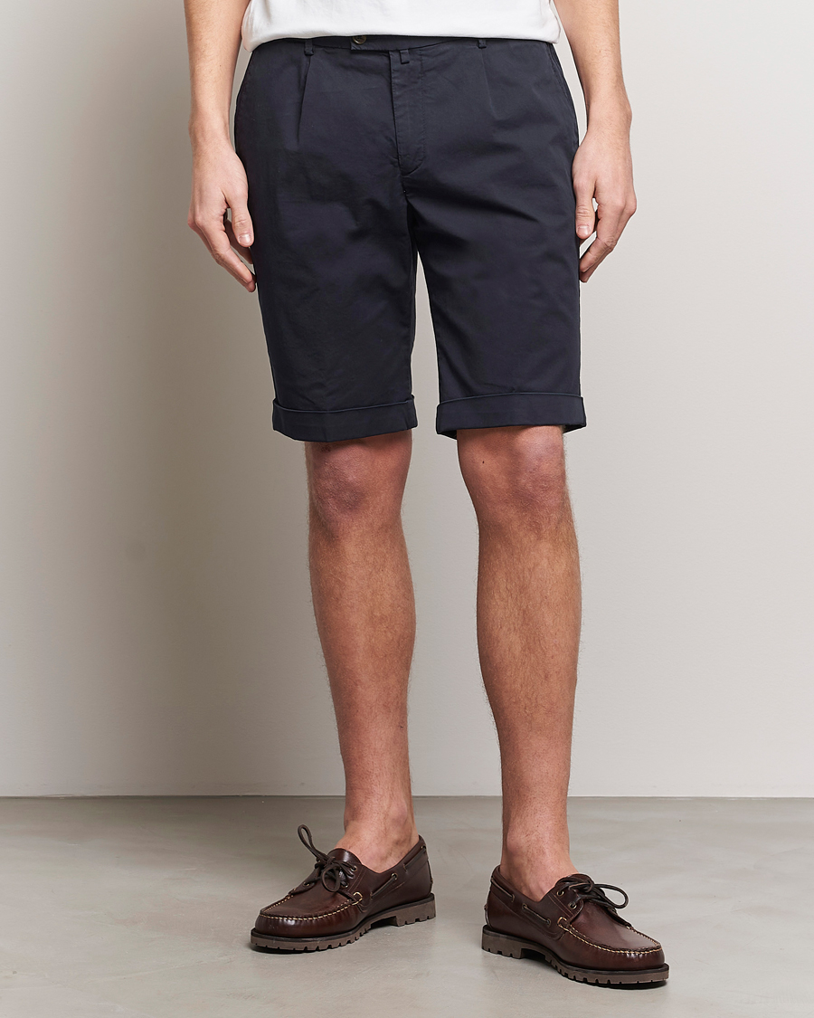 Heren | Italian Department | Briglia 1949 | Pleated Cotton Shorts Navy