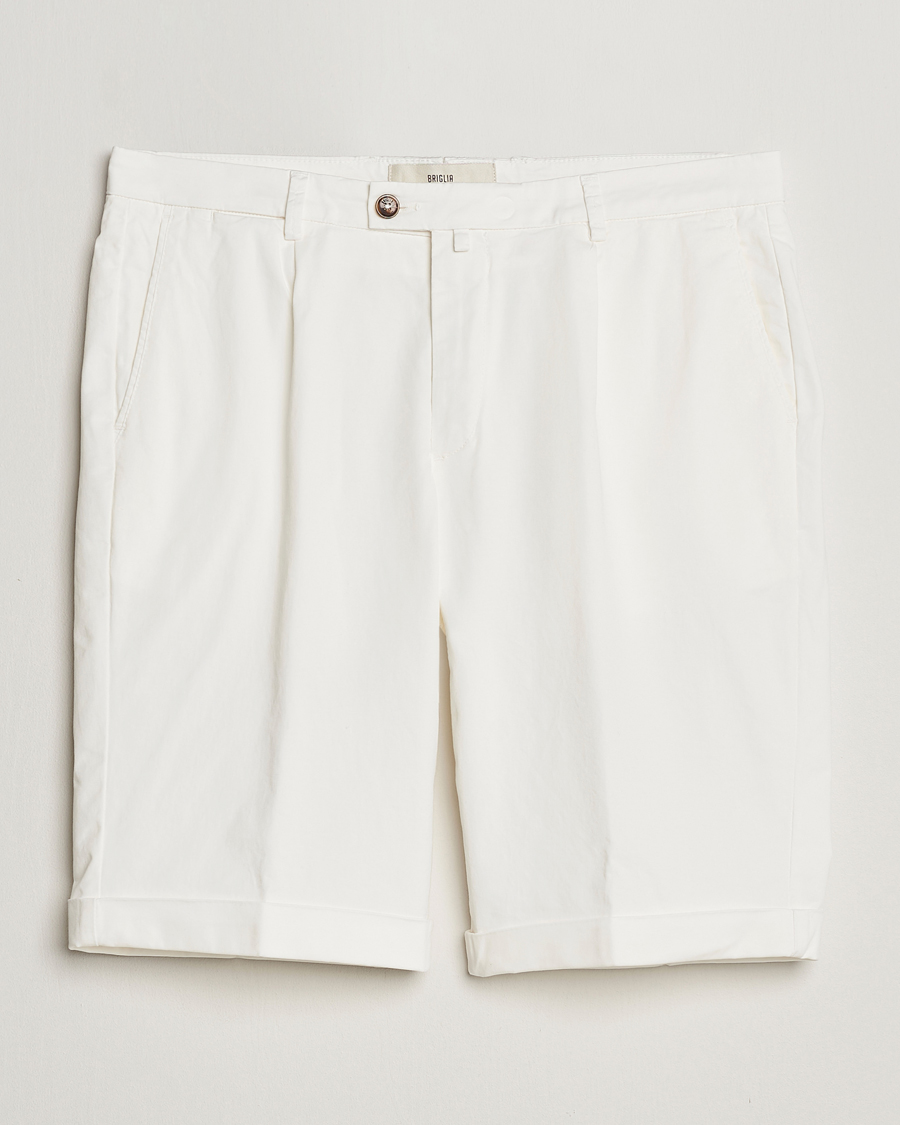 Heren | Korte broek | Briglia 1949 | Pleated Cotton Shorts White