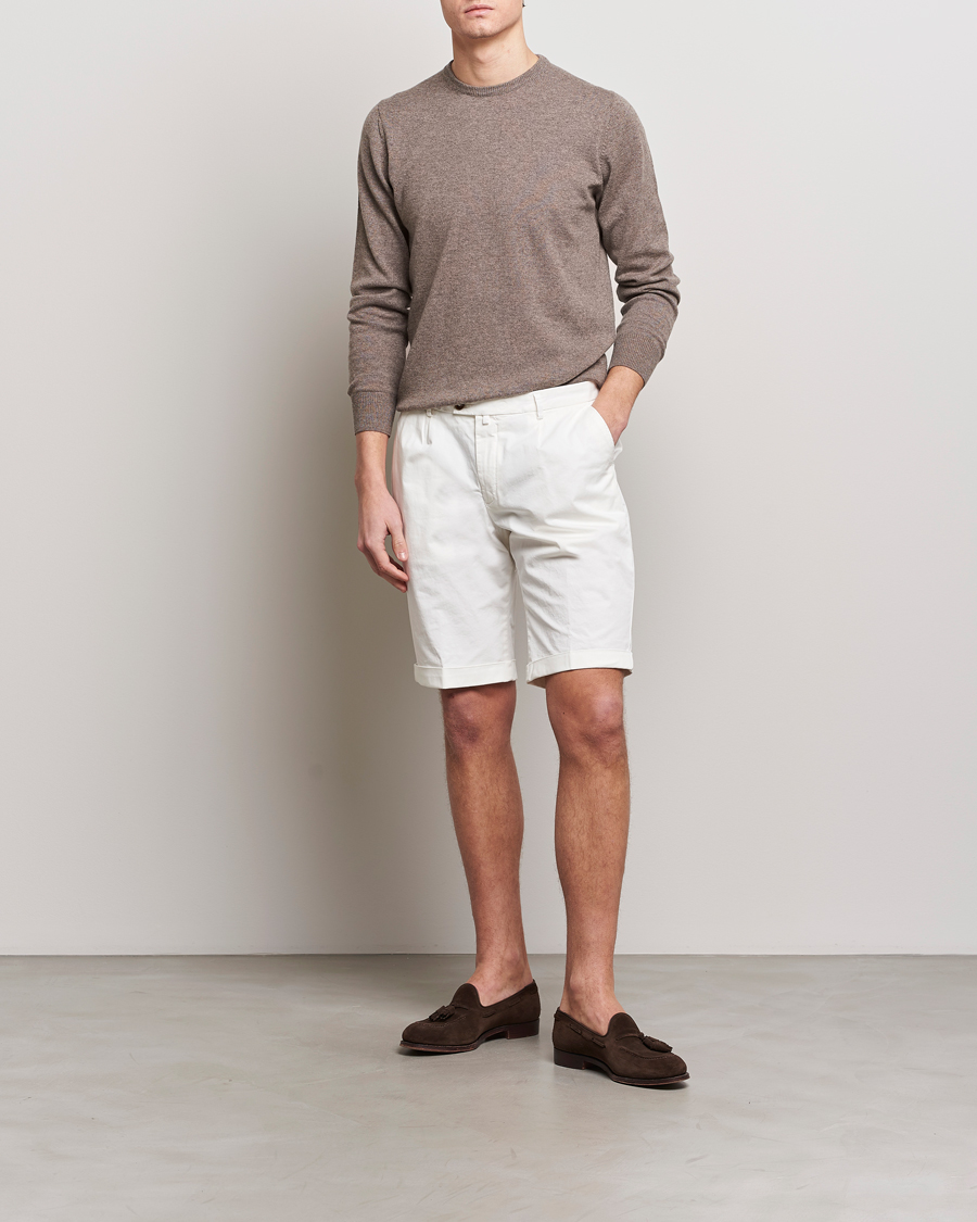 Heren | Korte broek | Briglia 1949 | Pleated Cotton Shorts White