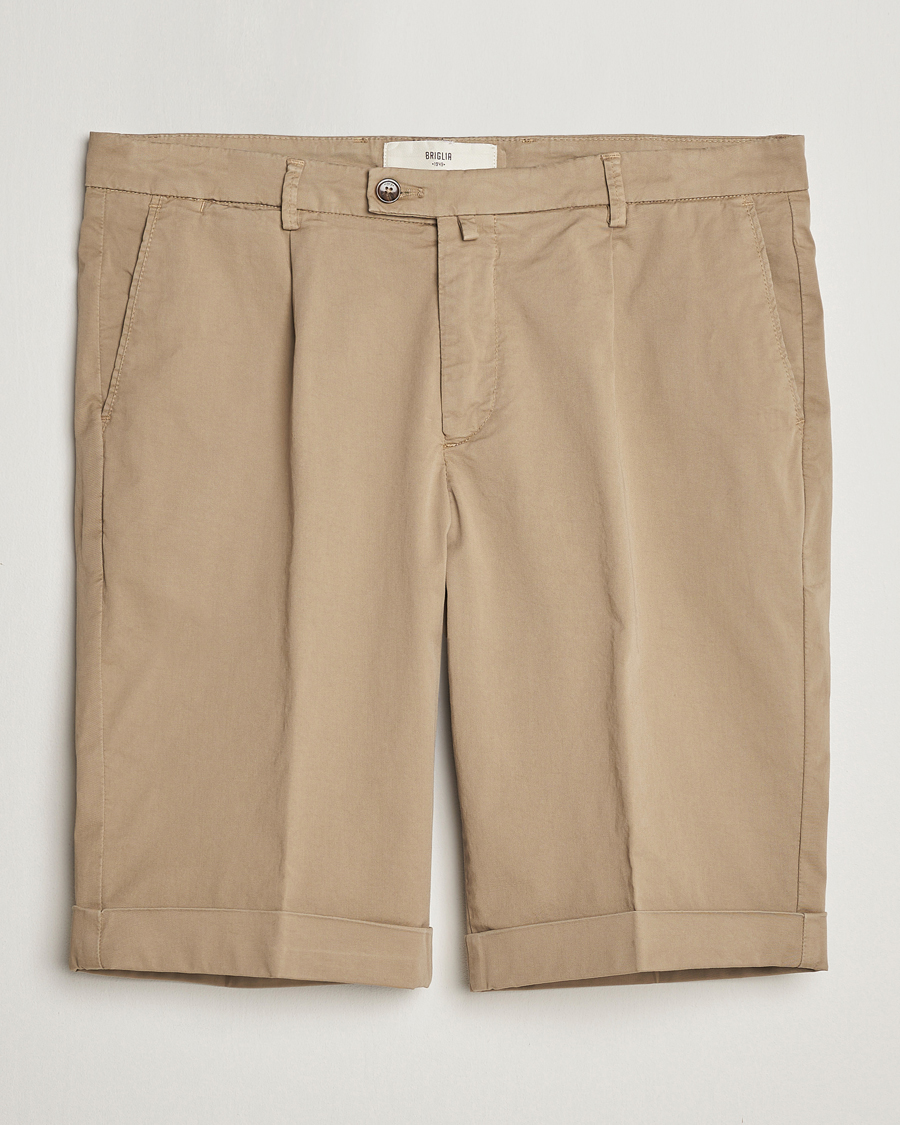 Heren | Korte broek | Briglia 1949 | Pleated Cotton Shorts Taupe