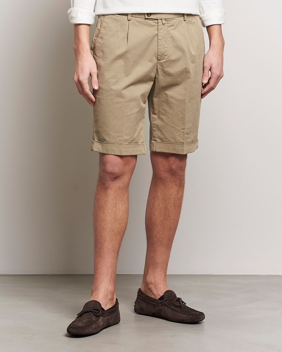 Heren | Kleding | Briglia 1949 | Pleated Cotton Shorts Taupe