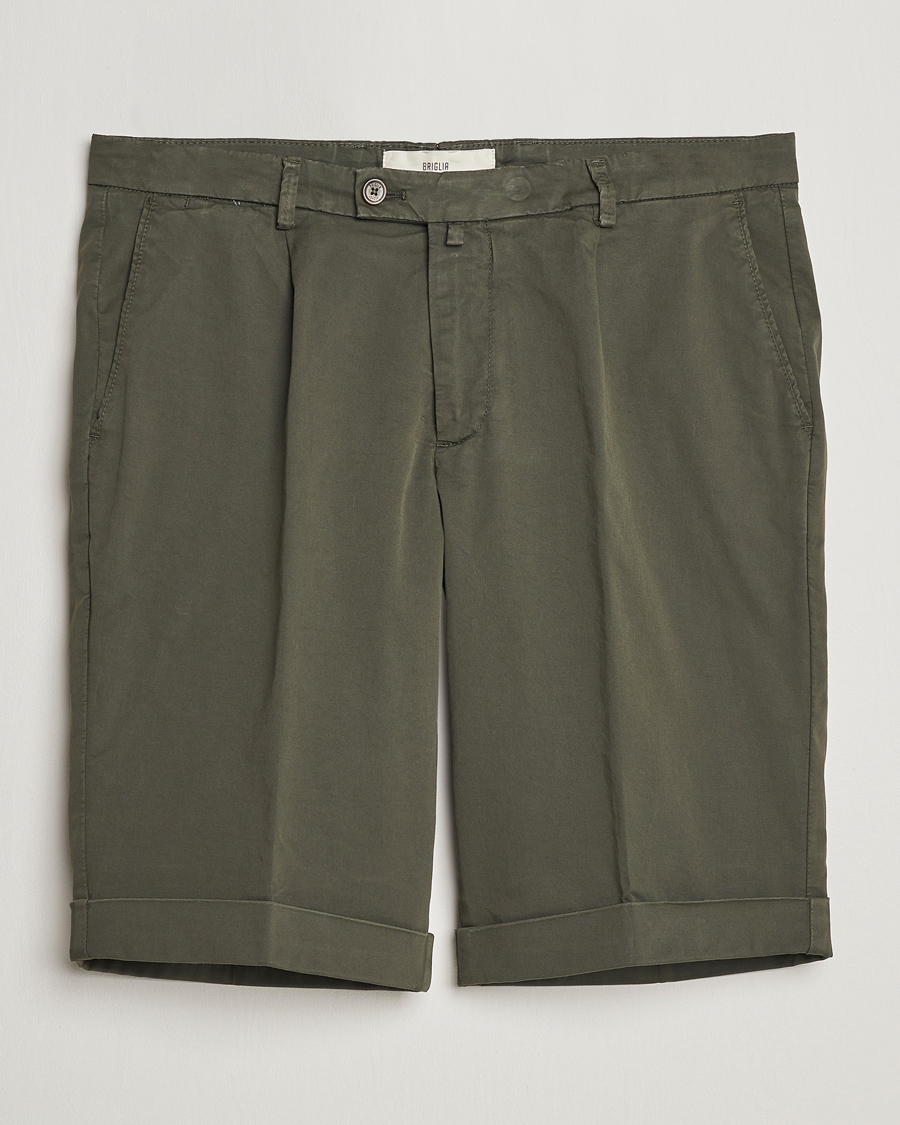 Heren | Korte broek | Briglia 1949 | Pleated Cotton Shorts Olive