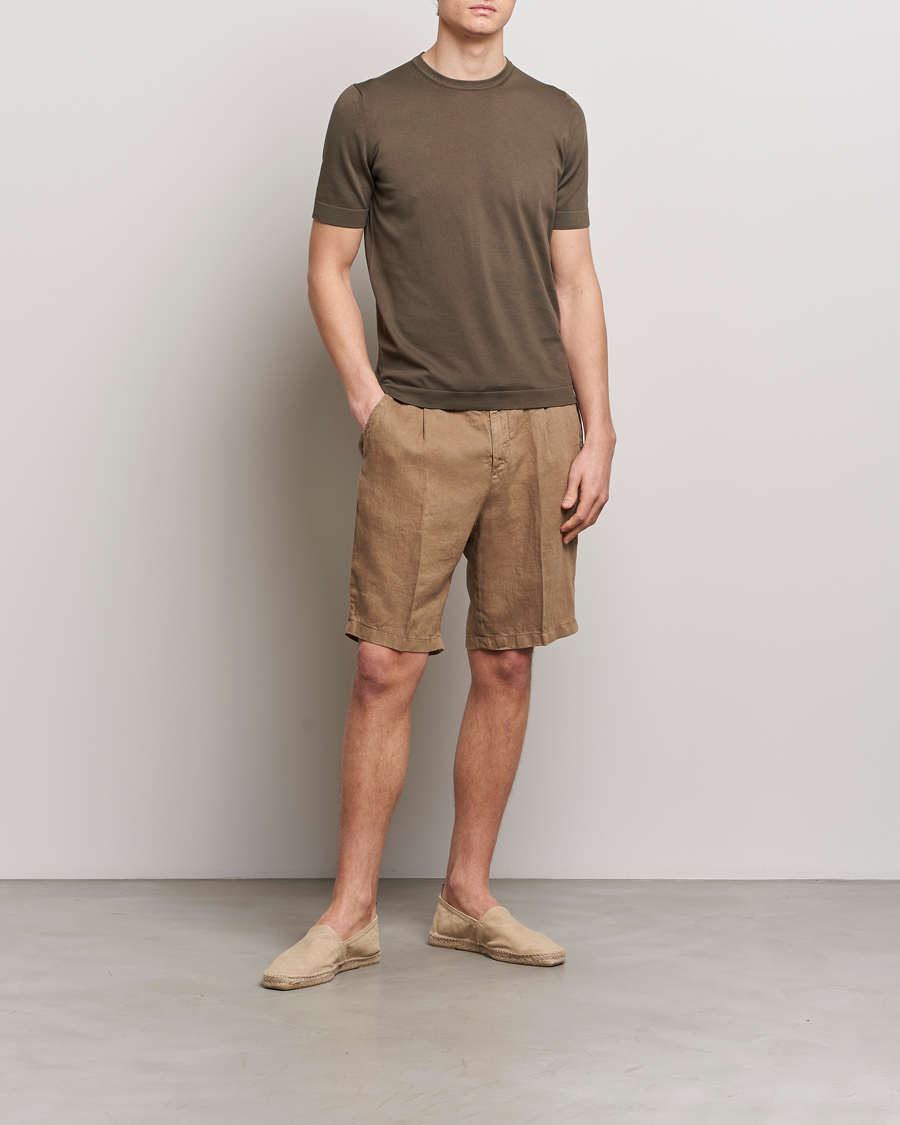Heren | Korte broek | Briglia 1949 | Easy Fit Linen Shorts Beige